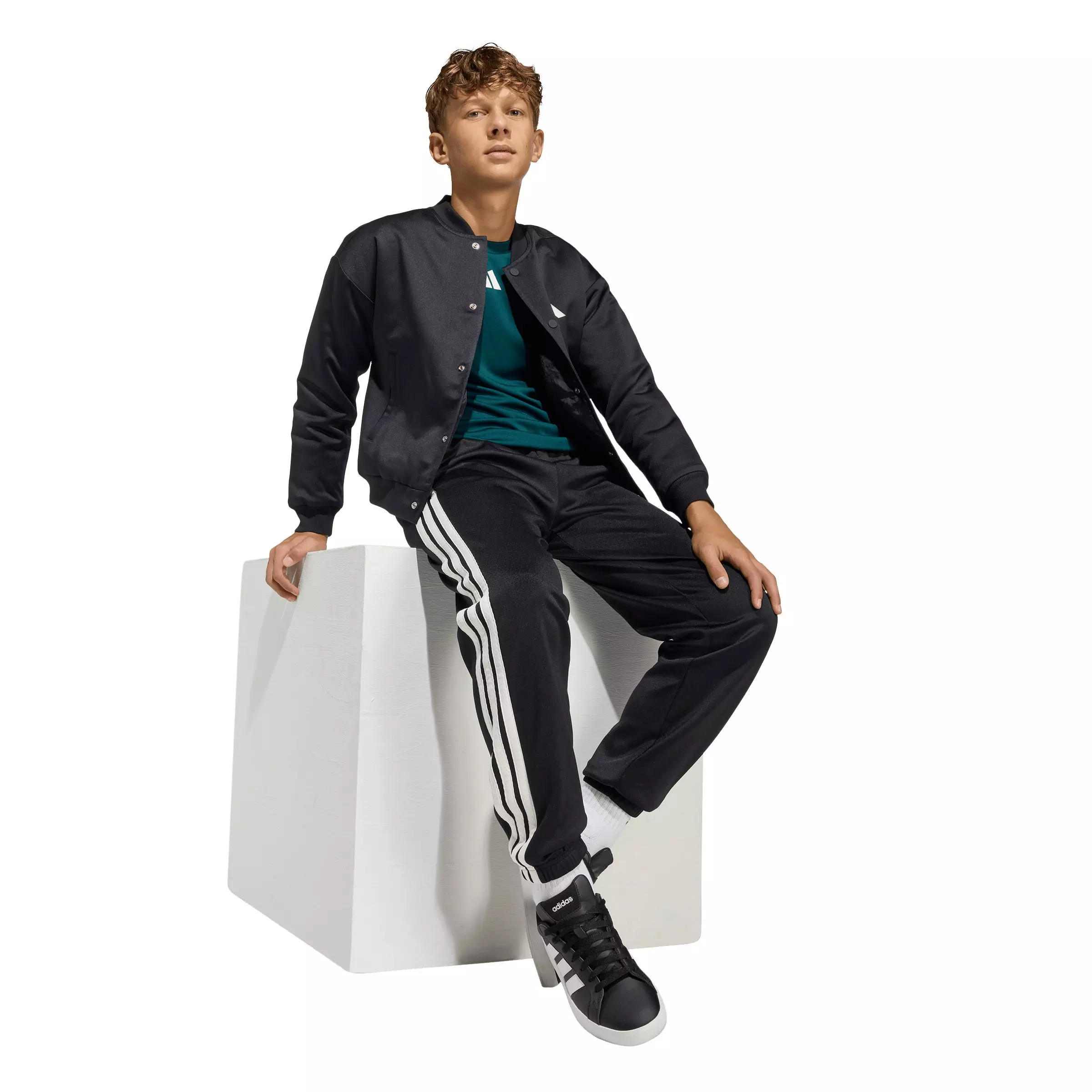 adidas Big Boys' Stadium Bomber Jacket - Black - BLACK