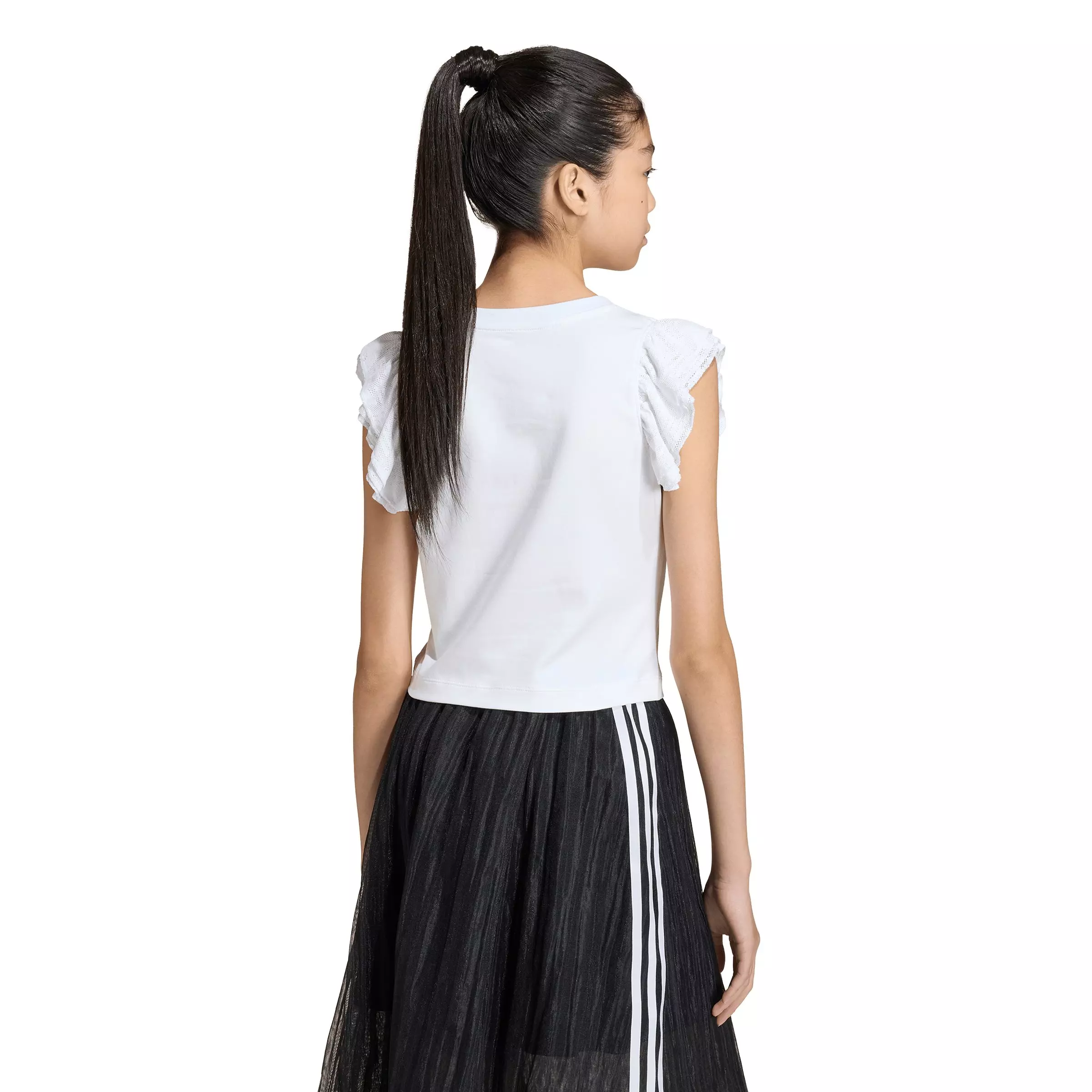 adidas Originals Big Girls' Slim Lace T-Shirt - White - WHITE