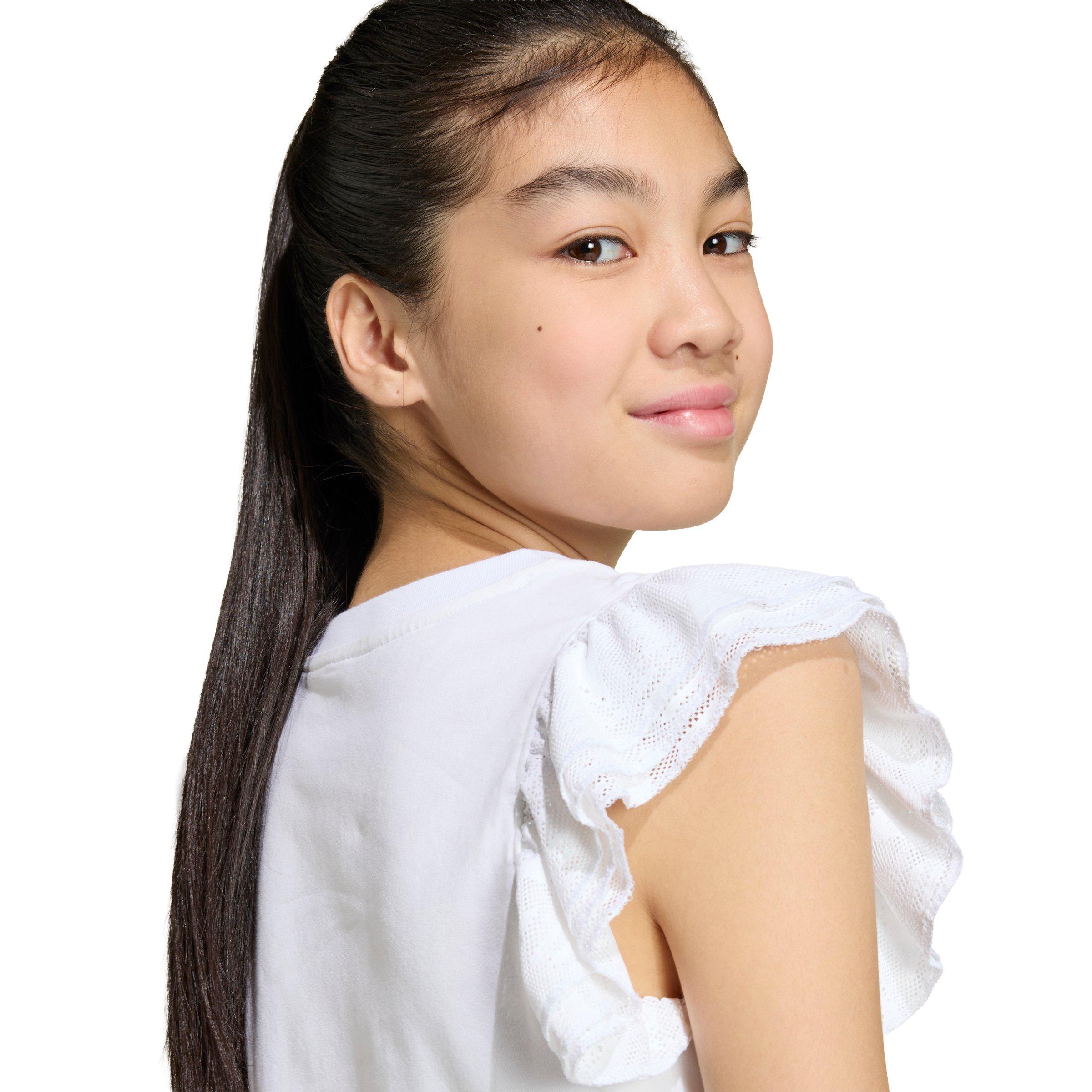 adidas Originals Slim Big Girls' White Lace T-Shirt