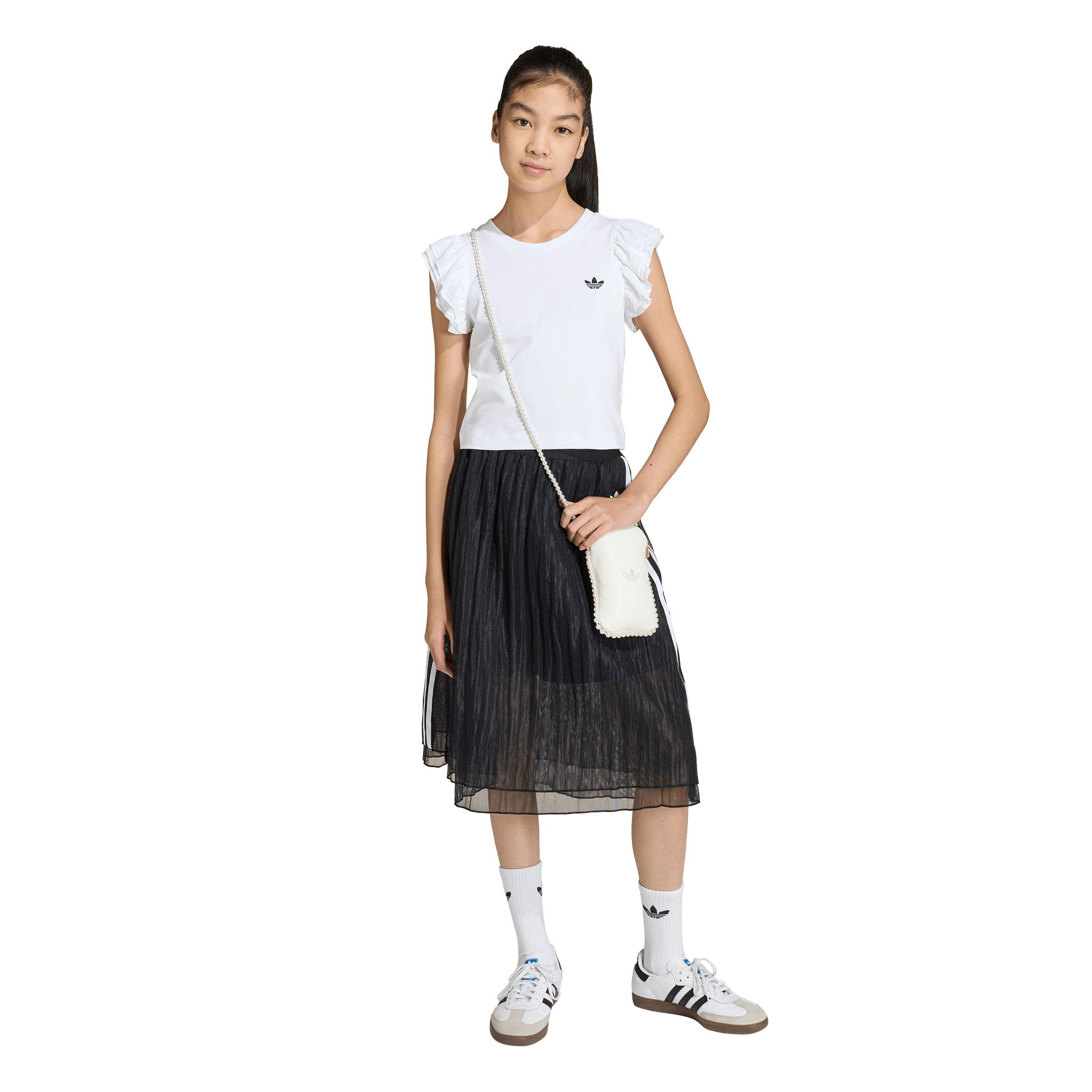 adidas Originals Slim Big Girls' White Lace T-Shirt