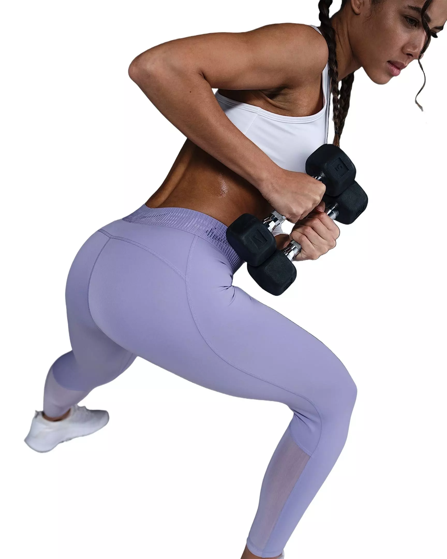 Nike Women's Pro Mid-Rise 7/8 Graphic Leggings -Purple - PURPLE