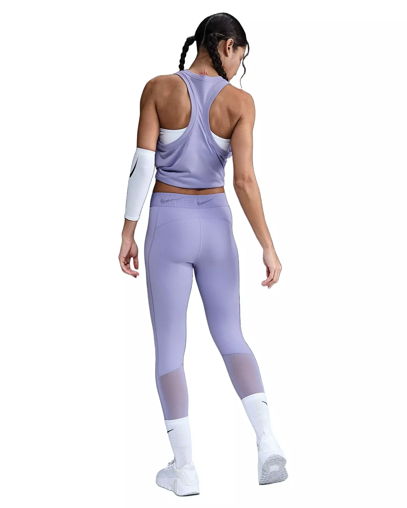 Nike Women's Pro Mid-Rise 7/8 Graphic Leggings -Purple - PURPLE