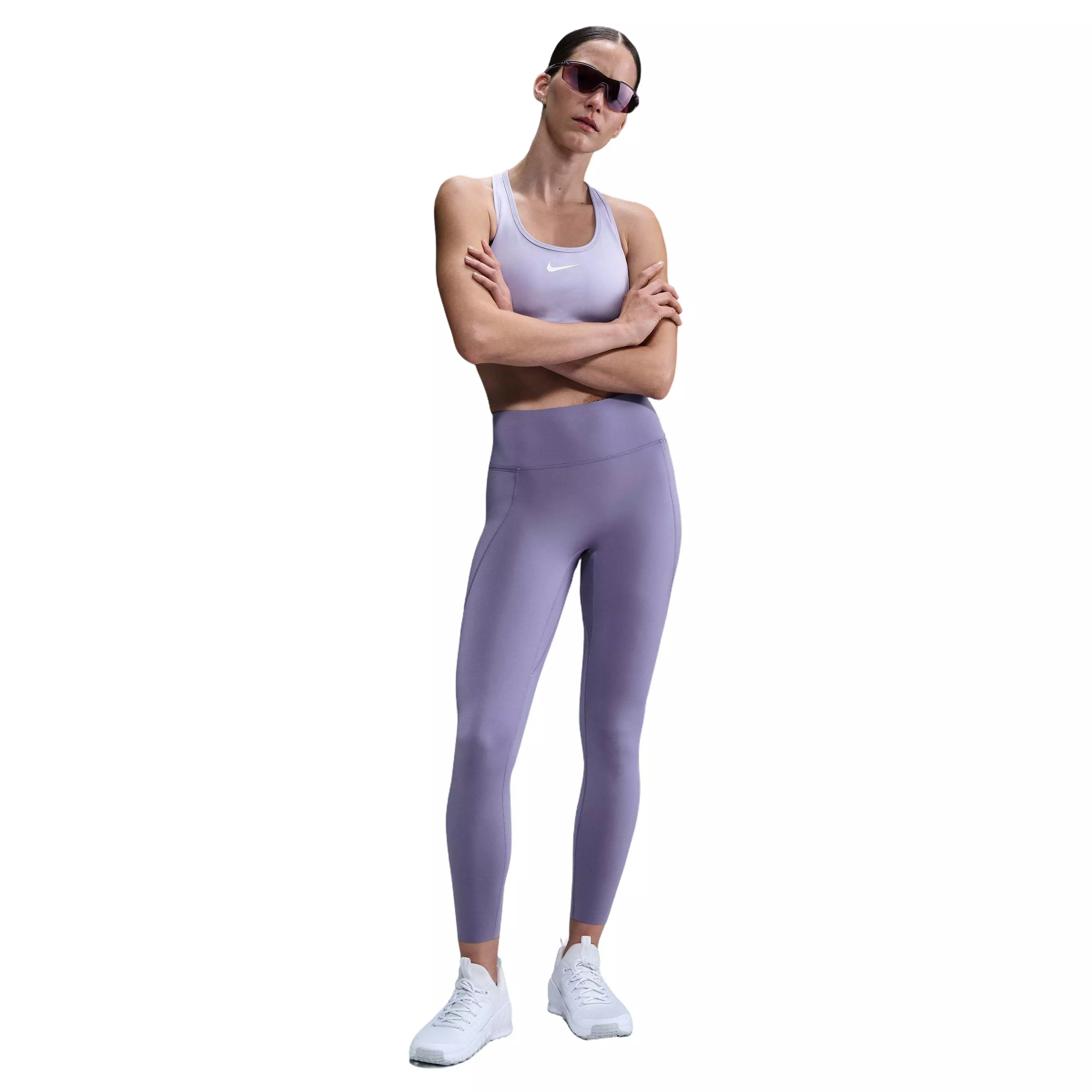 Nike Women's Dri-FIT Universa Med-Support High-Waisted 7/8 Leggings w/ Pockets -Purple - PURPLE