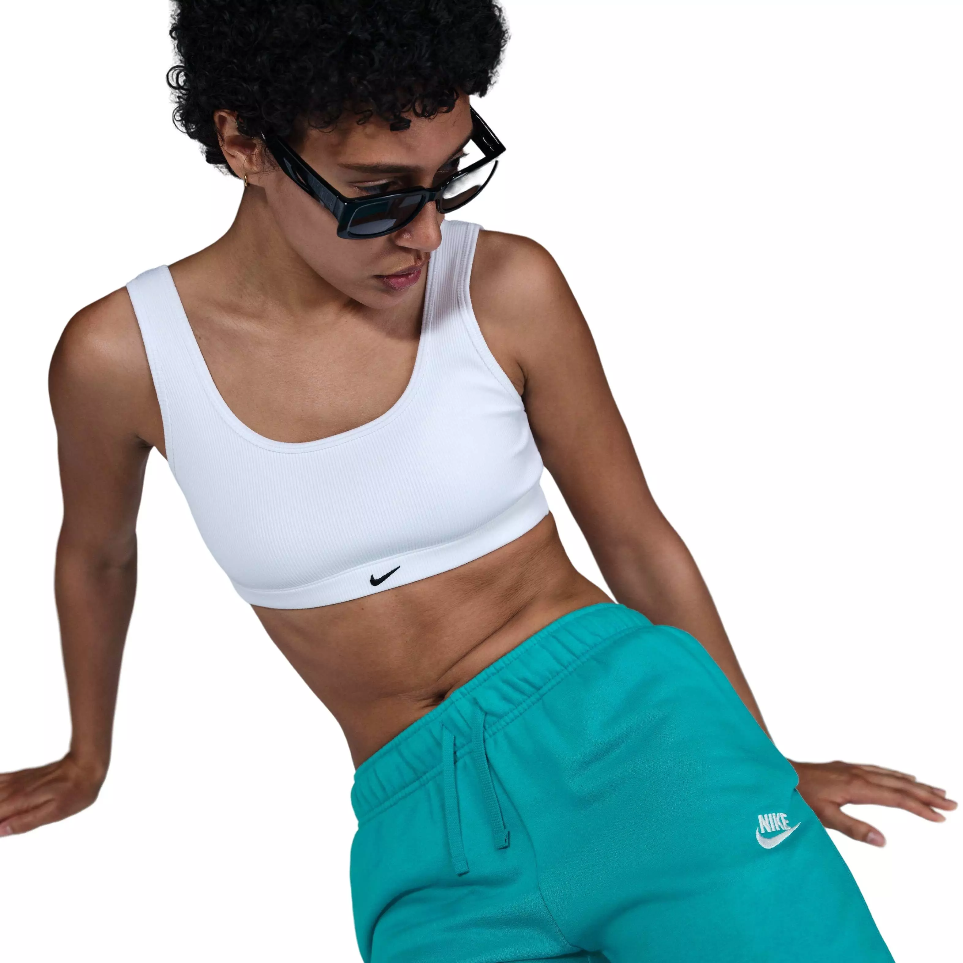 Nike Women's Sportswear Club Fleece Mid-Rise Joggers -Turquoise - TURQUOISE 