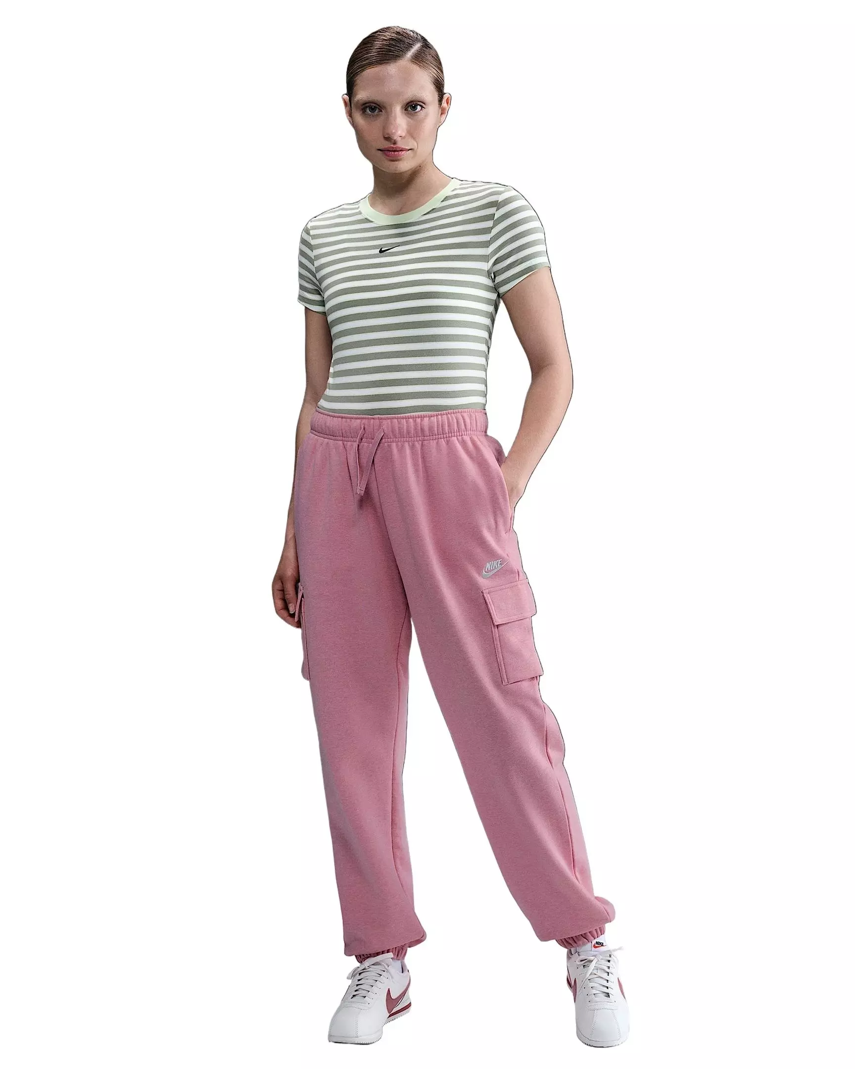Nike Women's Sportswear Club Fleece Mid-Rise Oversized Cargo Sweatpants - Light Pink - LIGHT PINK