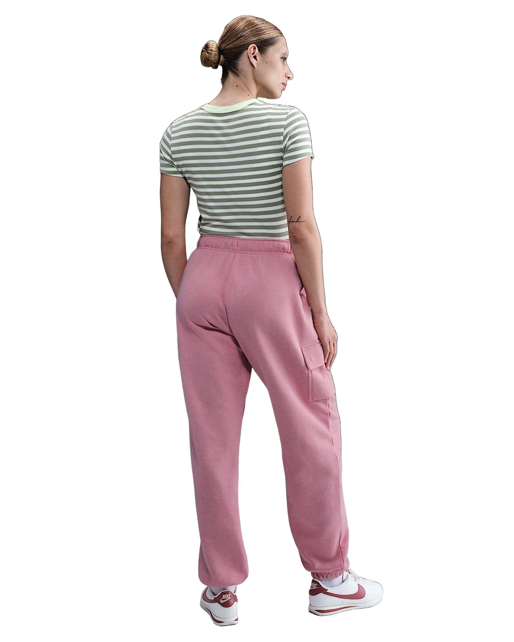 Nike Women's Sportswear Club Fleece Mid-Rise Oversized Cargo Sweatpants -Pink - PINK Thumbnail View 5