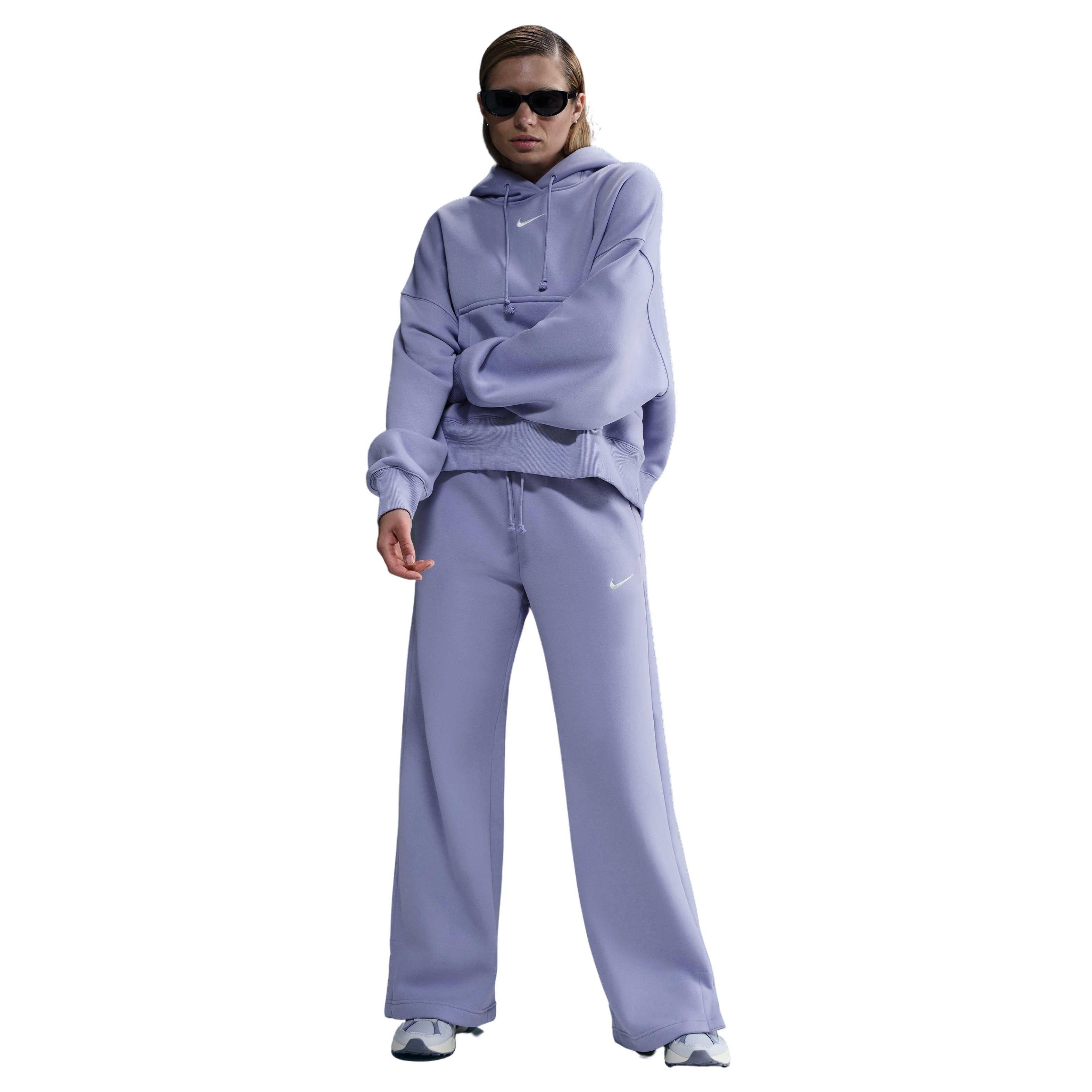 Nike Women's Sportswear Phoenix Fleece HR Wide-Leg Sweatpants - PURPLE Thumbnail View 1