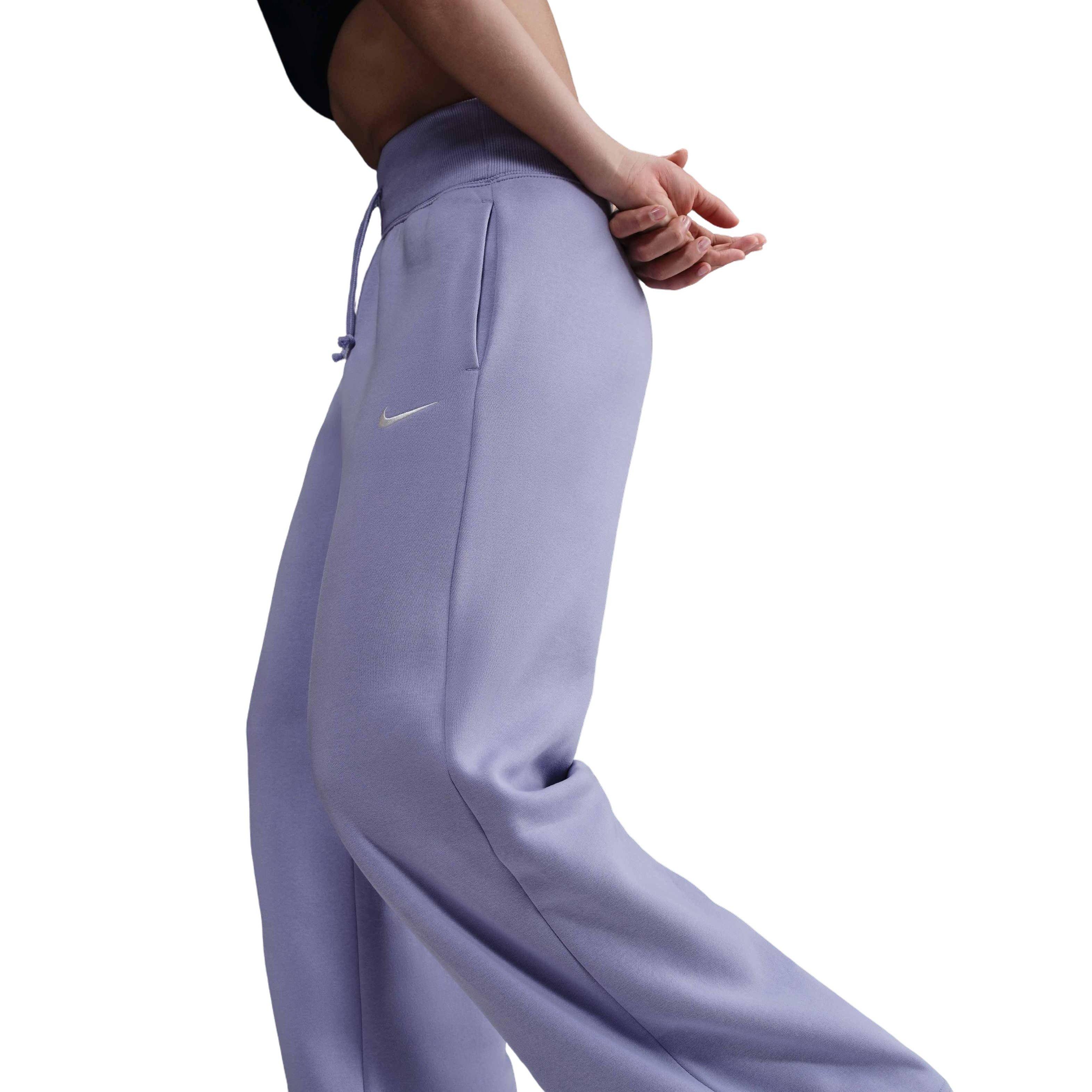 Nike Women's Sportswear Phoenix Fleece HR Wide-Leg Sweatpants - PURPLE Thumbnail View 4