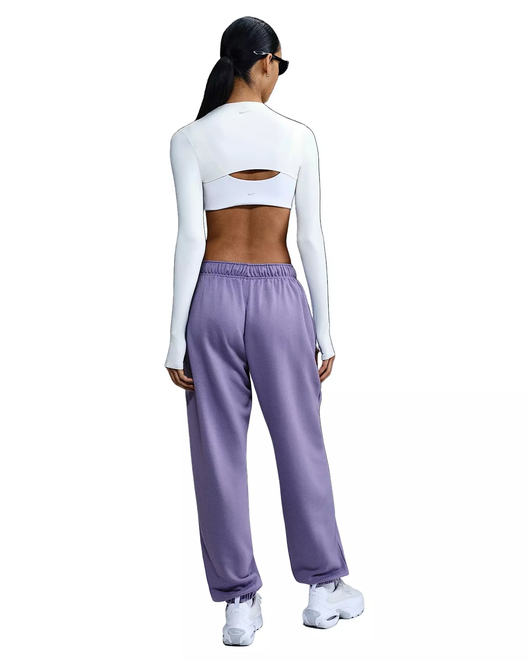 Nike Women's Sportswear Club Fleece Mid-Rise Oversized Sweatpants -Purple - PURPLE