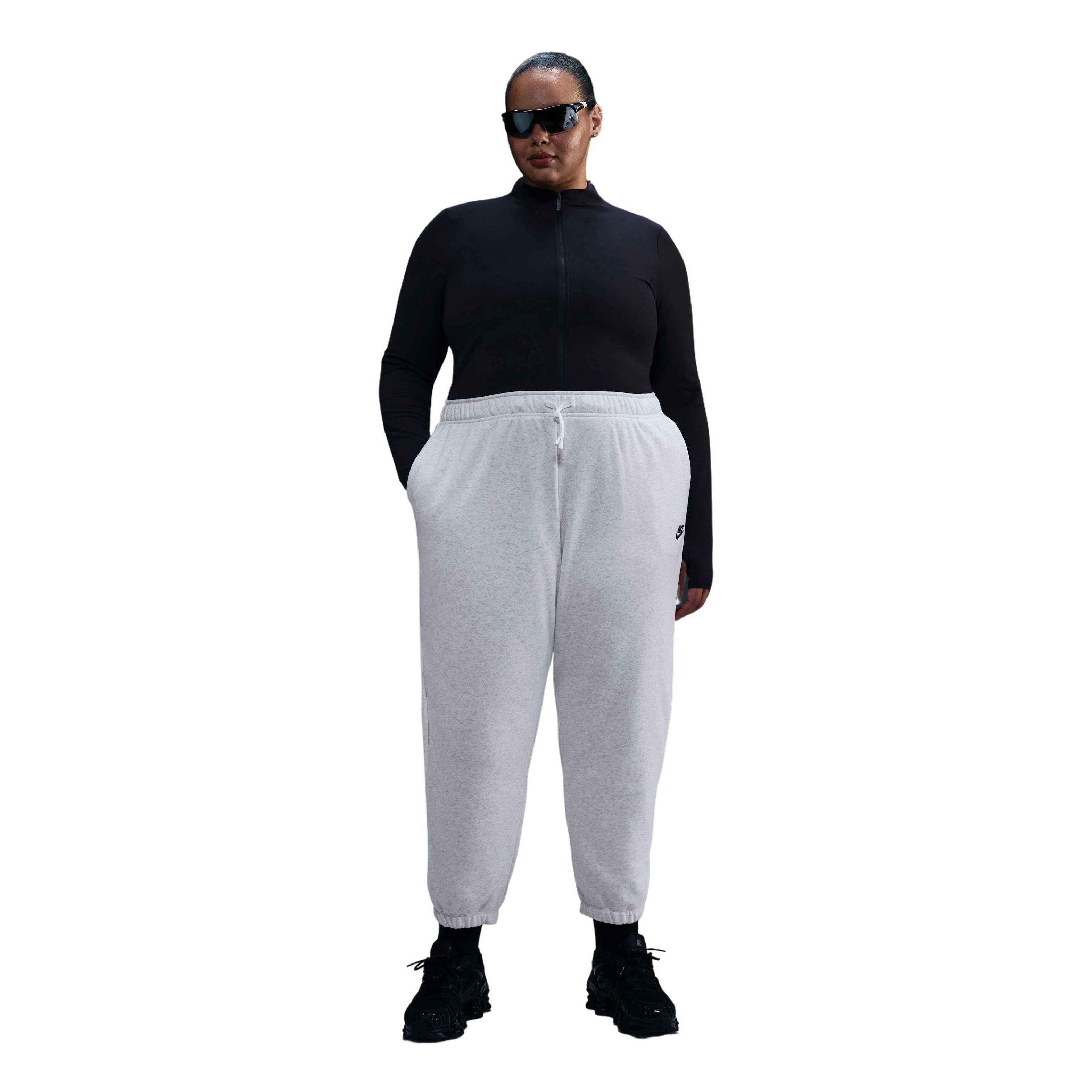 Nike Women's Sportswear Club Mid-Rise Fleece Oversized Sweatpants - Birch Heather - BIRCH HEATHER Thumbnail View 3