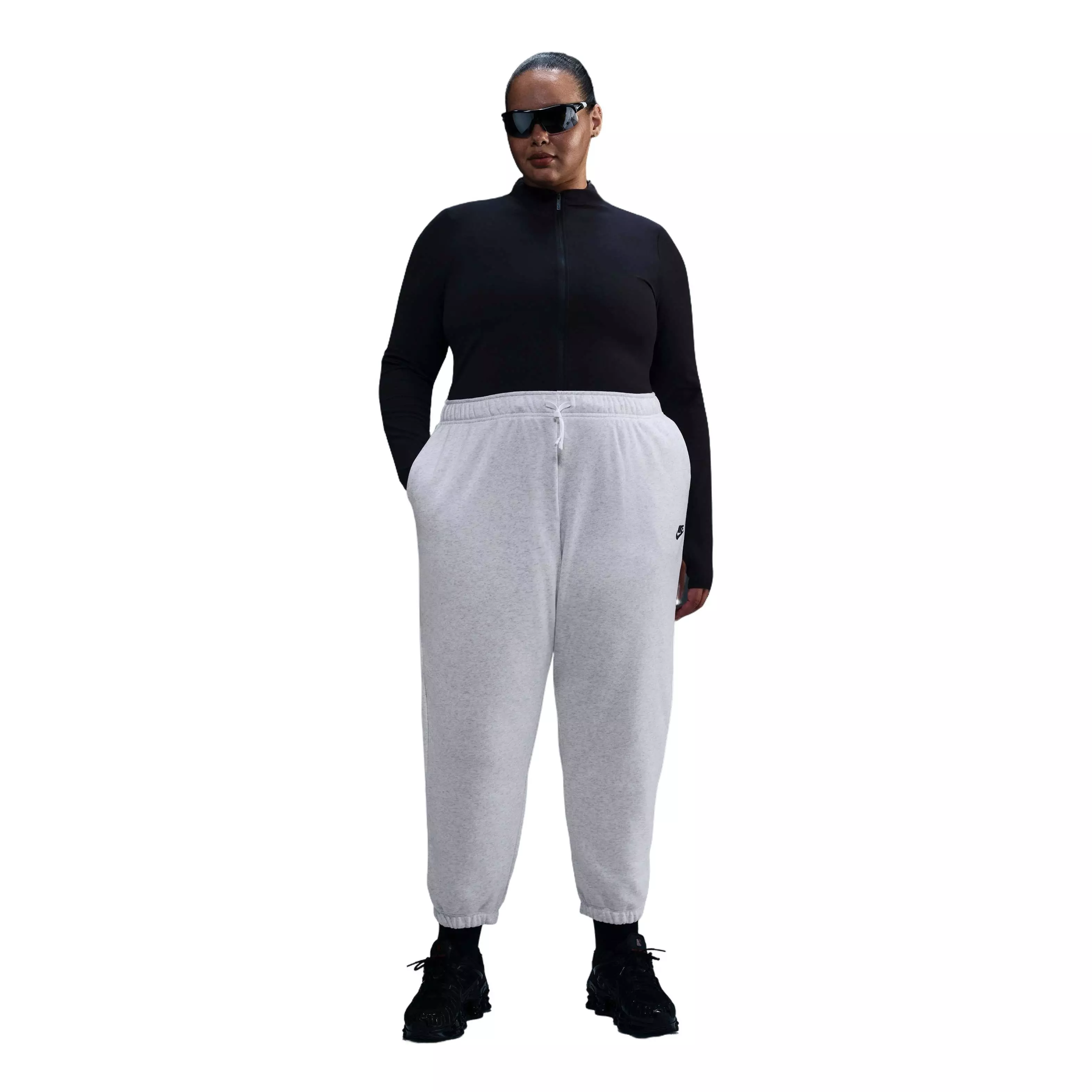Nike Women's Sportswear Club Mid-Rise Fleece Oversized Sweatpants - Birch Heather - BIRCH HEATHER