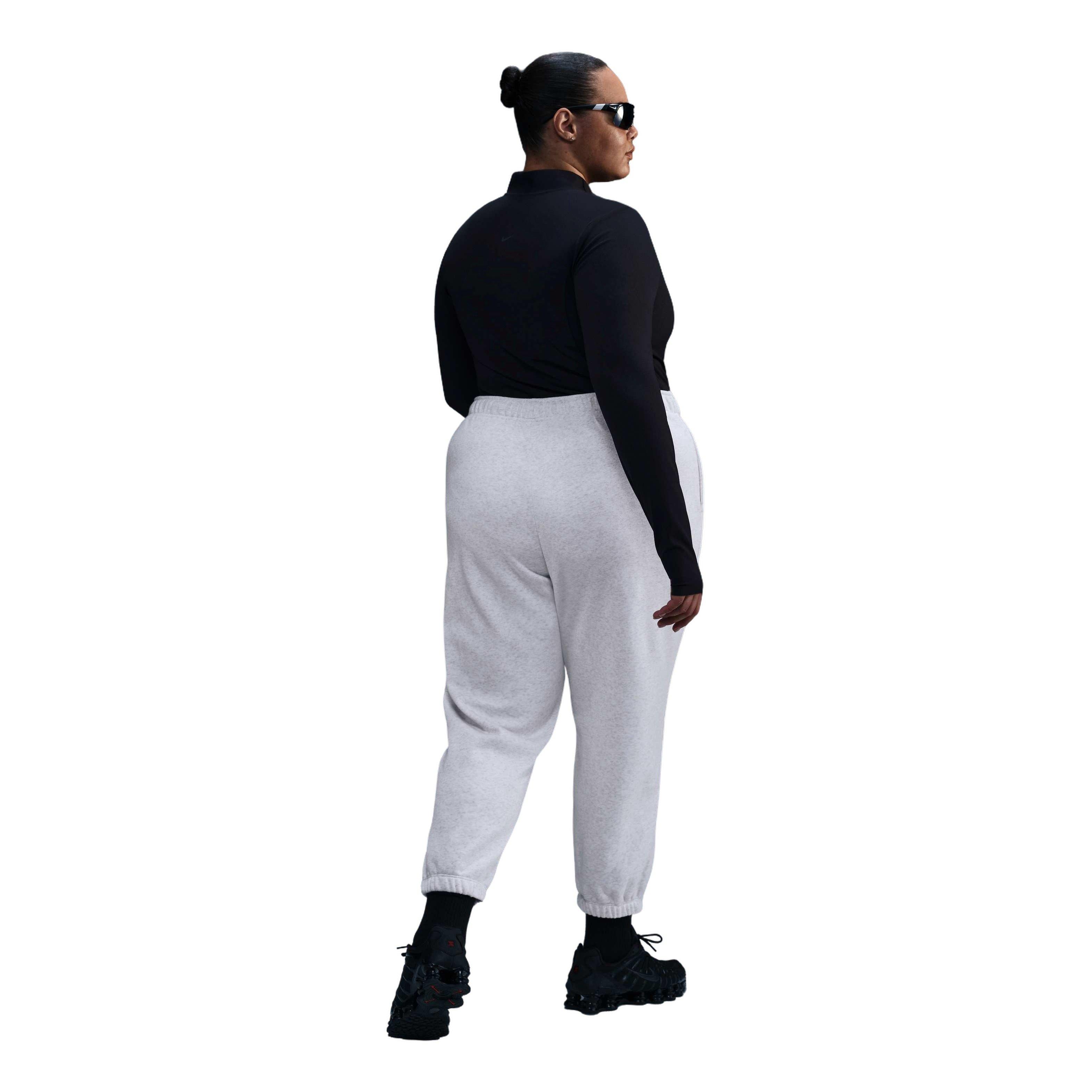 Nike Women's Sportswear Club Mid-Rise Fleece Oversized Sweatpants - Birch Heather - BIRCH HEATHER Thumbnail View 4
