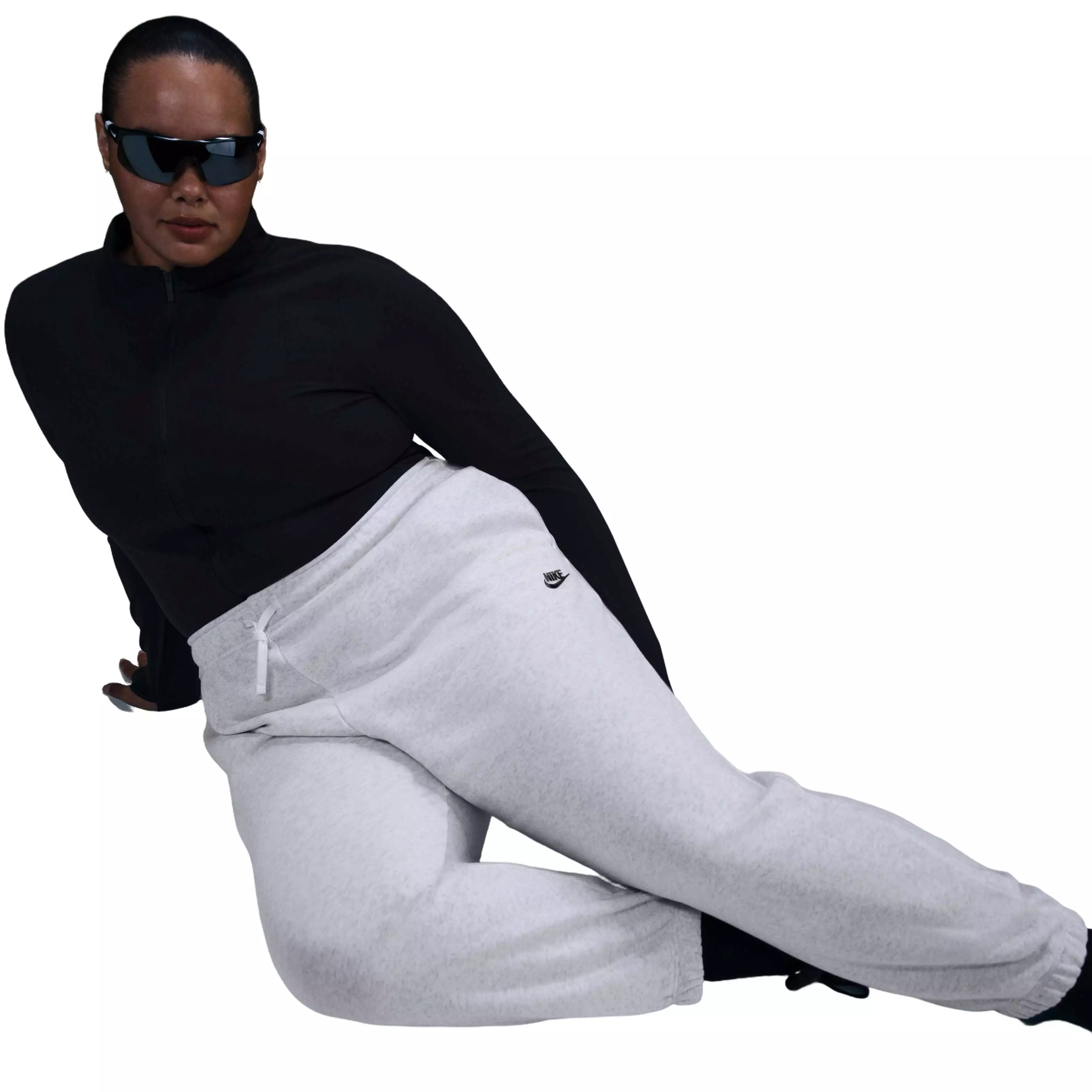 Nike Women's Sportswear Club Mid-Rise Fleece Oversized Sweatpants -Birch Heather - BIRCH HEATHER