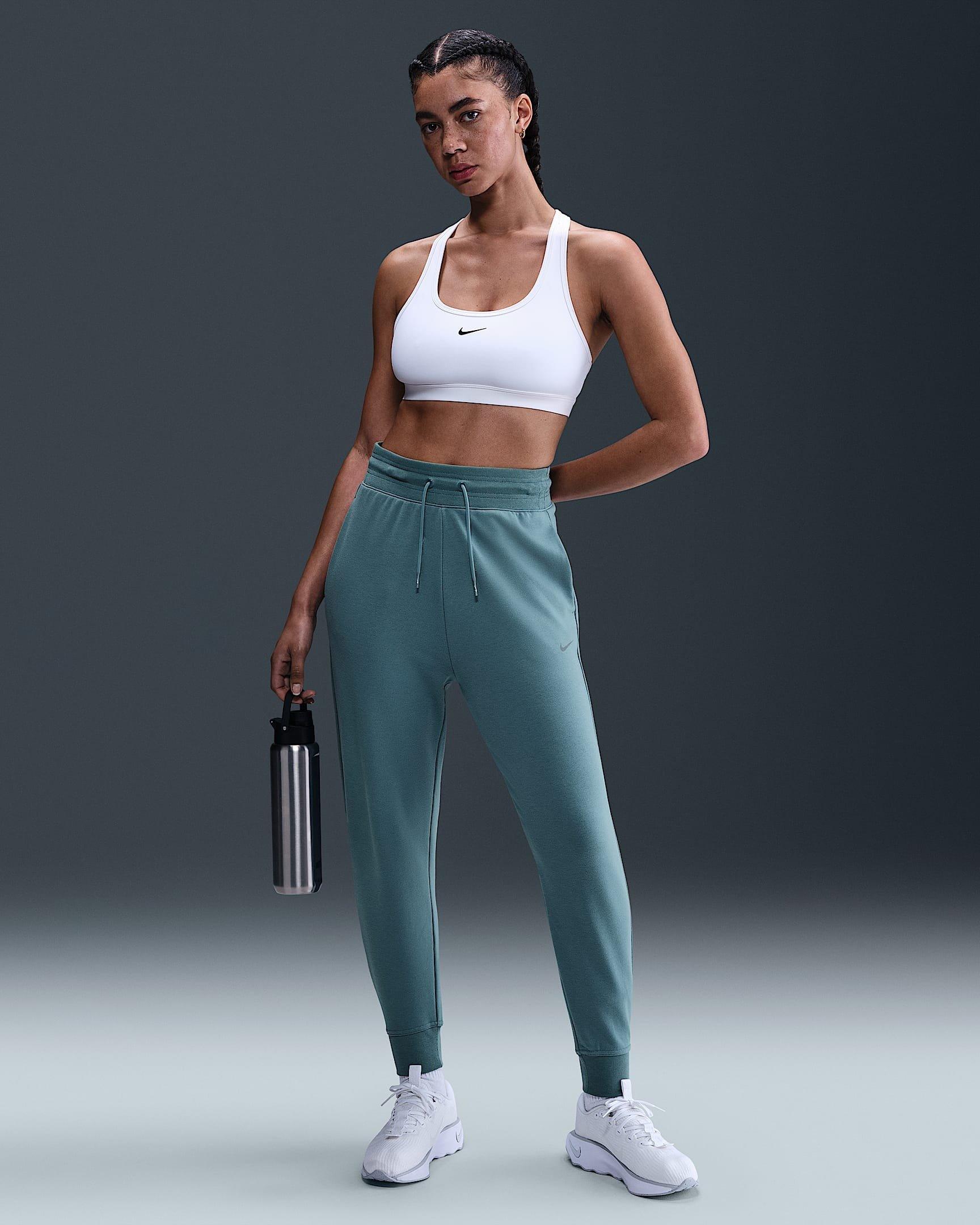 Nike Women's One Dri-FIT High-Waisted 7/8 French Terry Jogger Pants -Blue - BLUE Thumbnail View 4