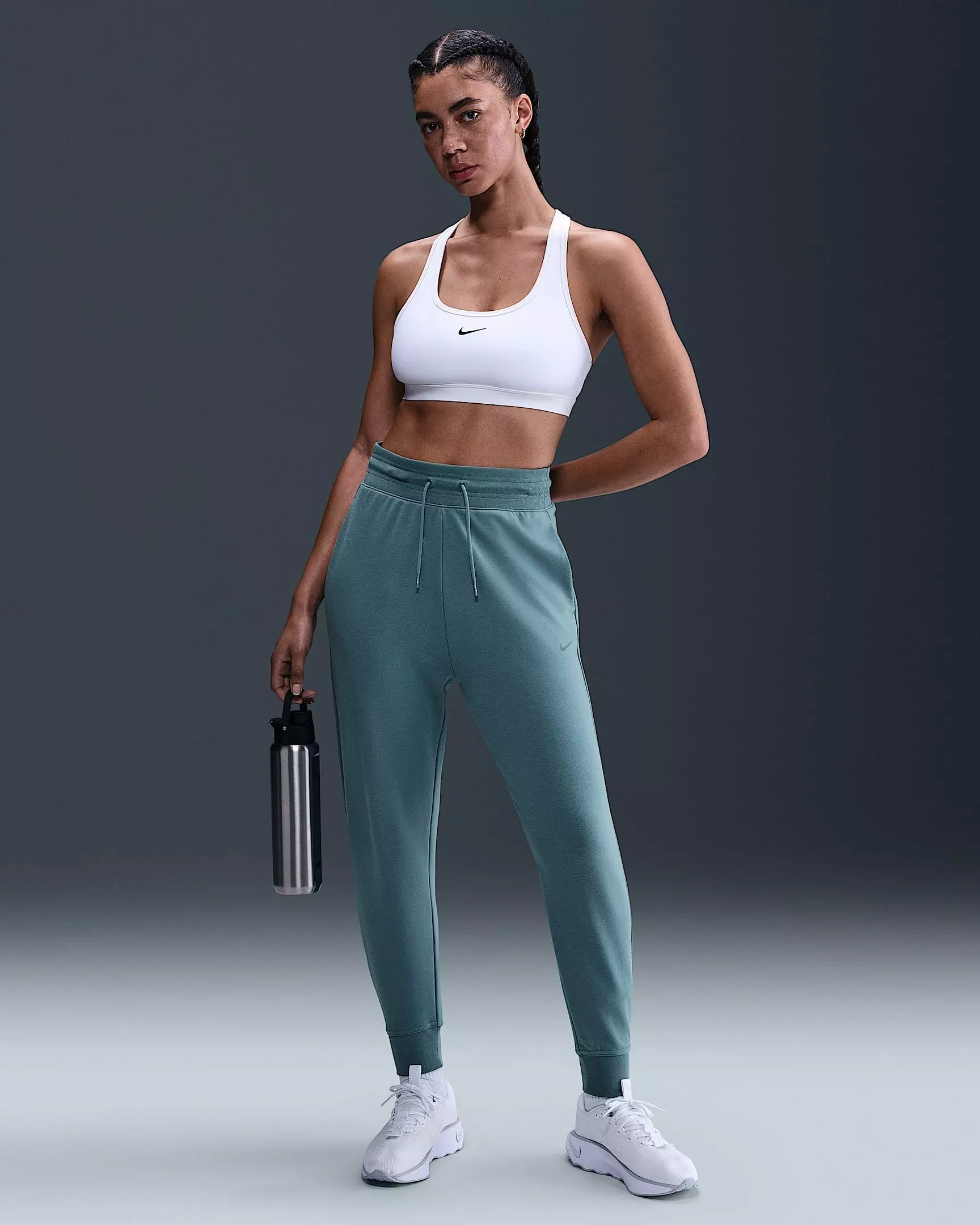 Nike Women's One Dri-FIT High-Waisted 7/8 French Terry Jogger Pants -Blue - BLUE