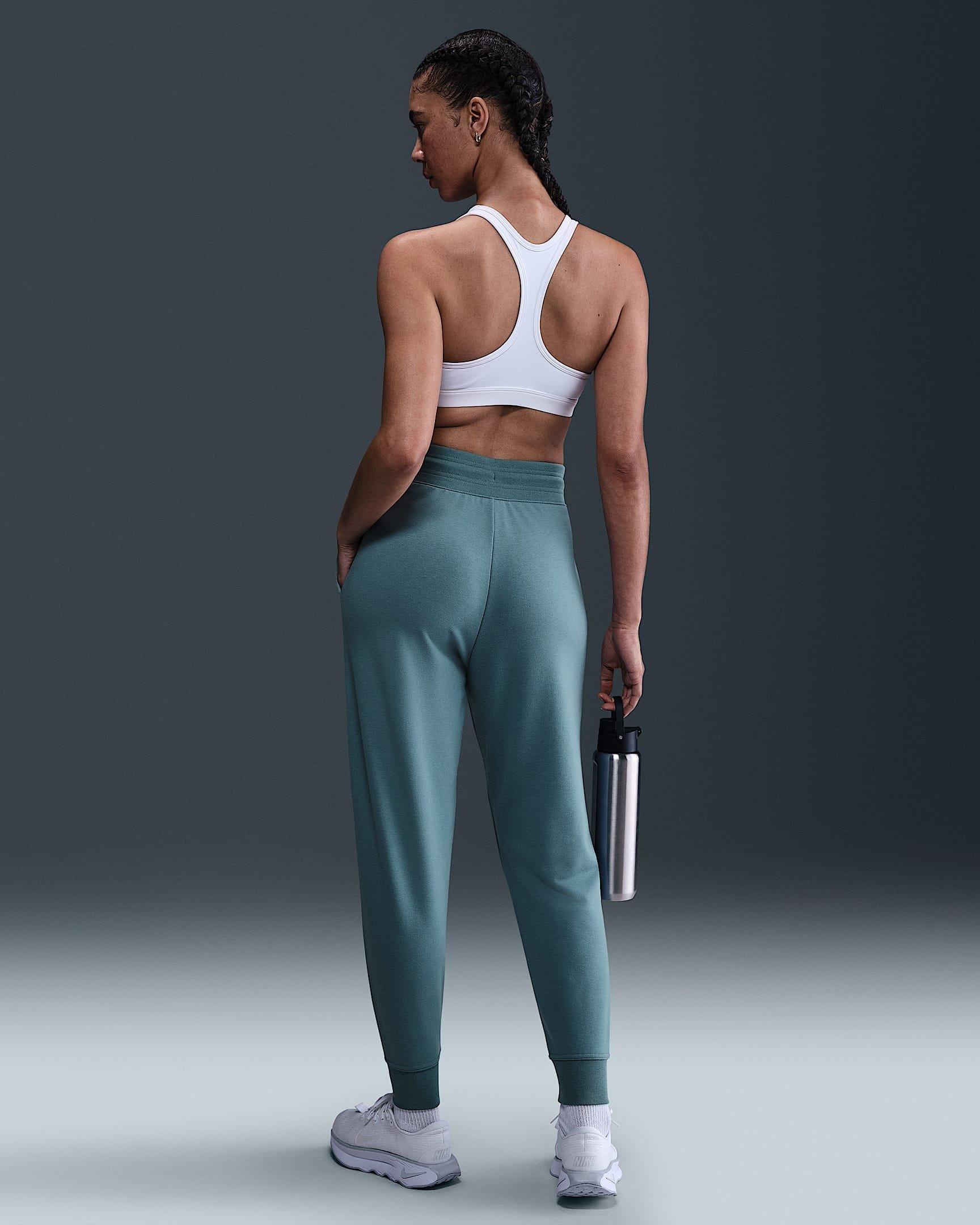 Nike Women's One Dri-FIT High-Waisted 7/8 French Terry Jogger Pants -Blue - BLUE Thumbnail View 5