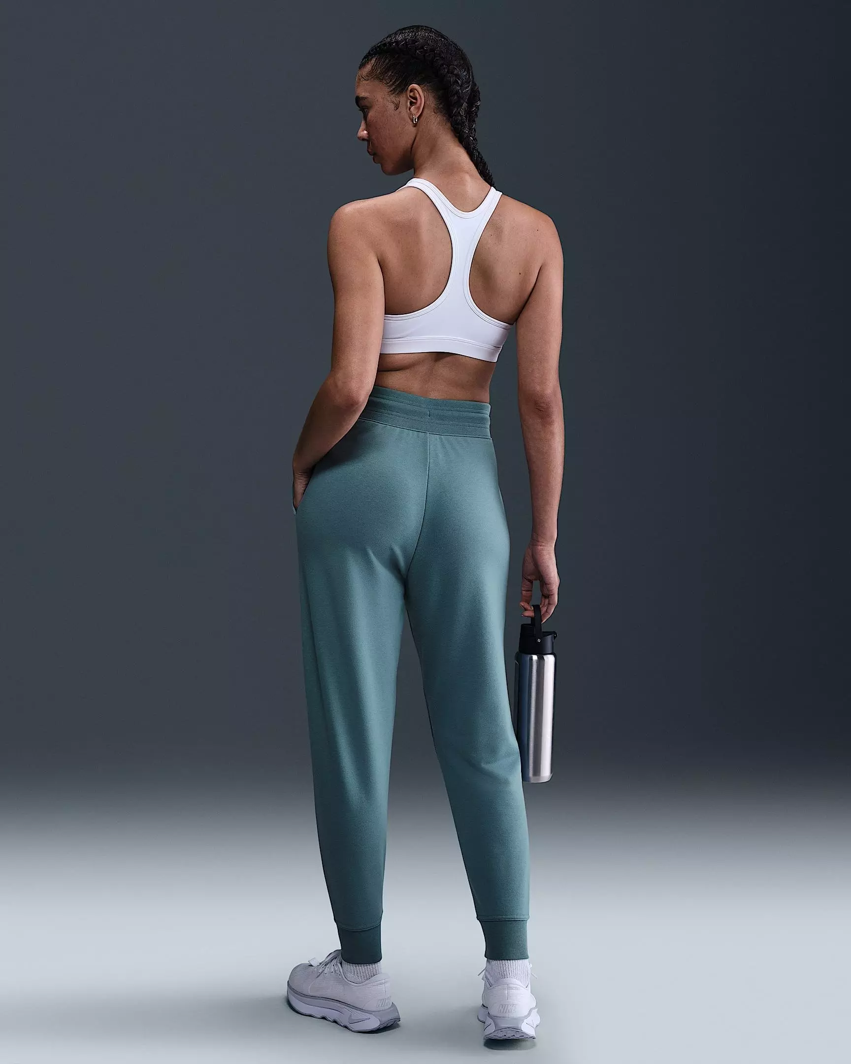 Nike Women's One Dri-FIT High-Waisted 7/8 French Terry Jogger Pants -Blue - BLUE