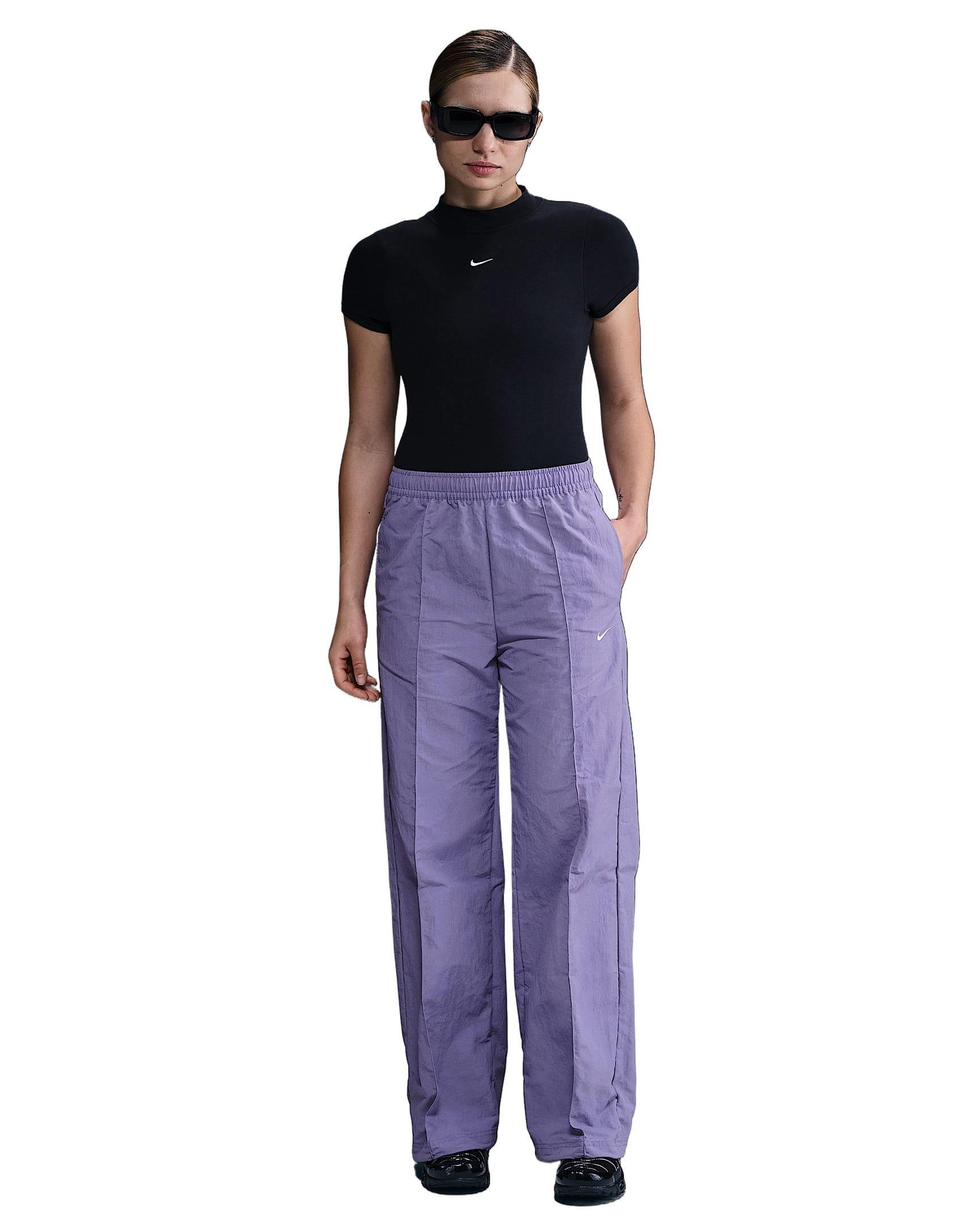 Nike Women's Sportswear Trend Woven Mid-Rise Open-Hem Pants -Purple - PURPLE Thumbnail View 1