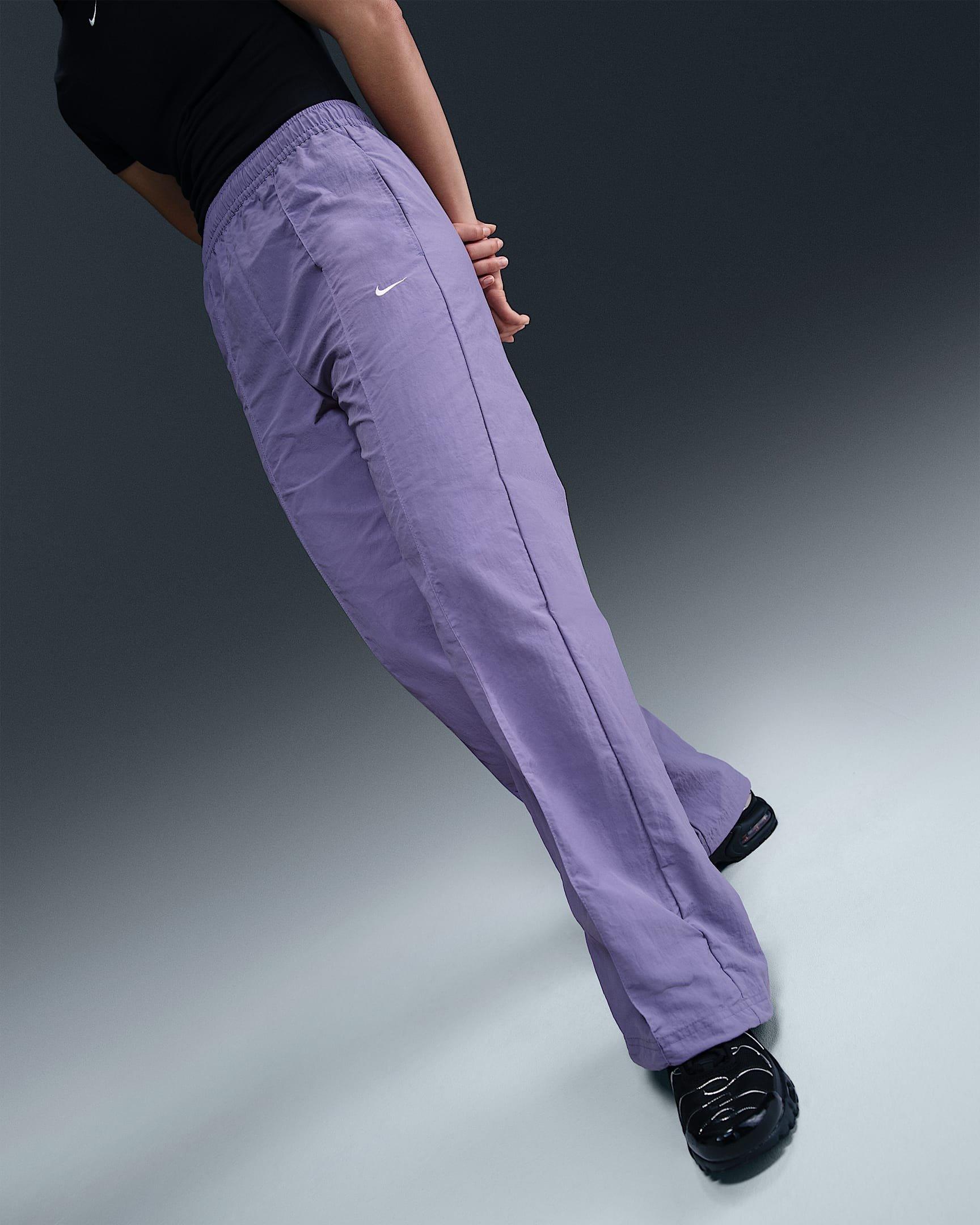 Nike Women's Sportswear Trend Woven Mid-Rise Open-Hem Pants - Purple - PURPLE Thumbnail View 3