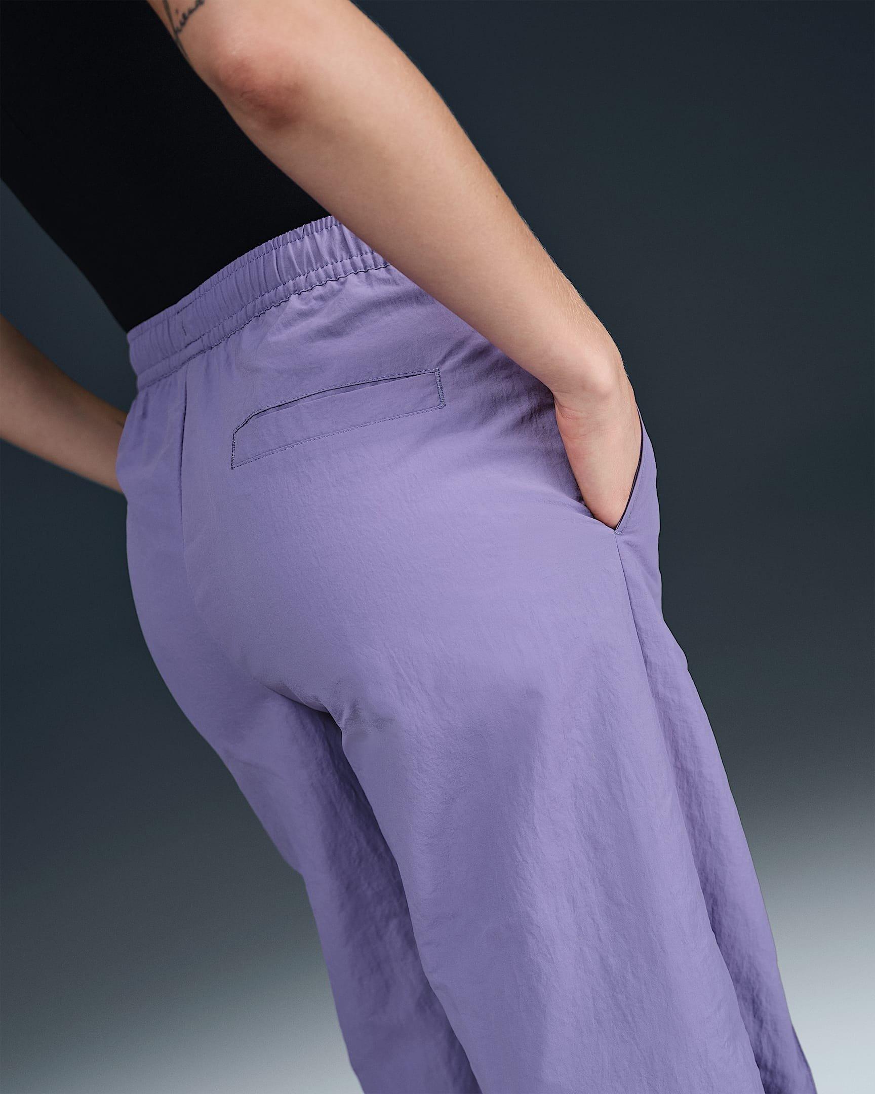 Nike Women's Sportswear Trend Woven Mid-Rise Open-Hem Pants - Purple - PURPLE Thumbnail View 4