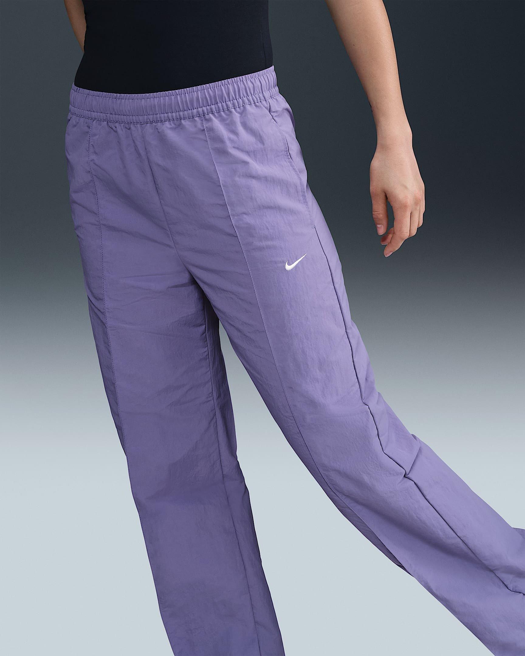 Nike Women's Sportswear Trend Woven Mid-Rise Open-Hem Pants - Purple - PURPLE Thumbnail View 5