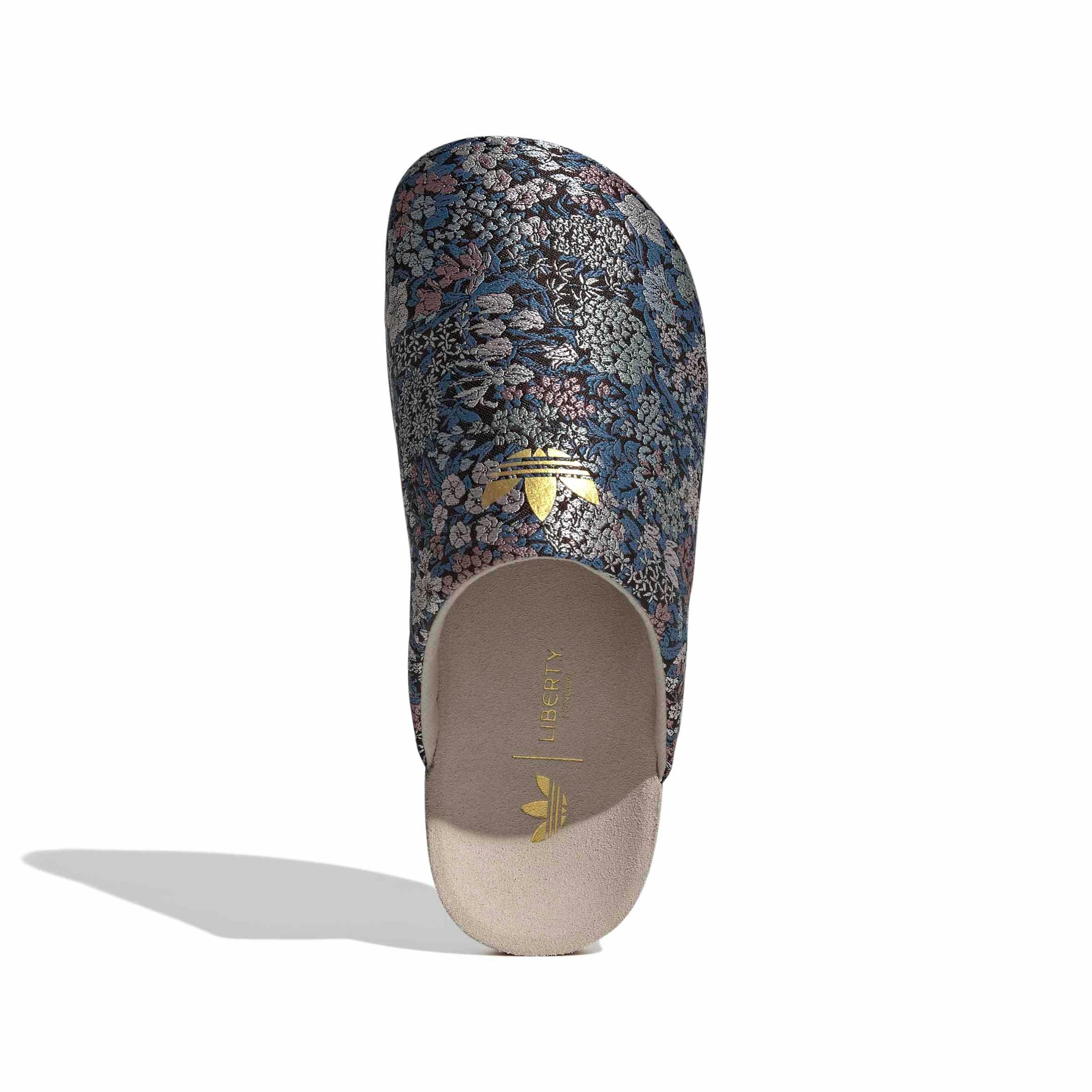 adidas Originals Adimule X Liberty London "Wonder Beige/Gold Met./Gum 5" Women's Slide - BEIGE/GOLD/GUM