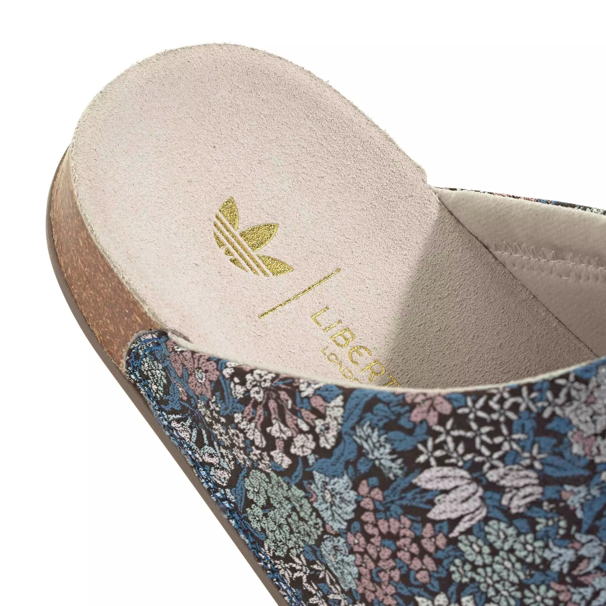 adidas Originals Adimule X Liberty London "Wonder Beige/Gold Met./Gum 5" Women's Slide - BEIGE/GOLD/GUM