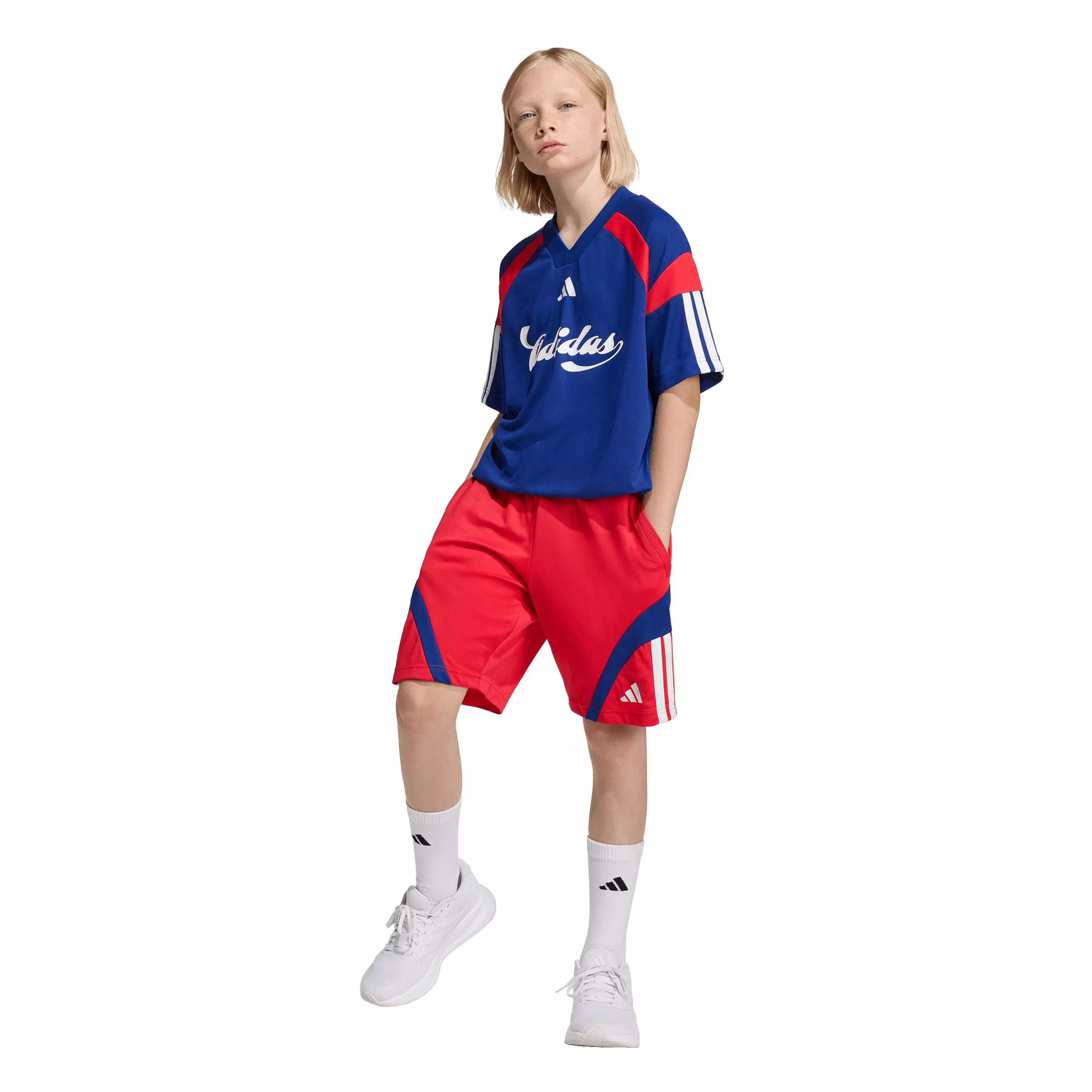 adidas Big Kids' House of Tiro Shorts - Red/Blue - RED/BLUE