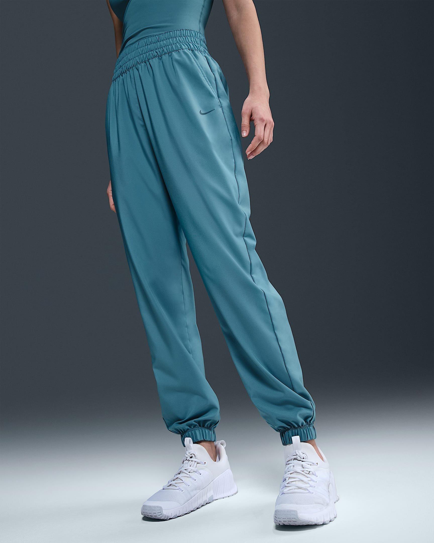 Nike Women's One Dri-FIT High-Waisted 7/8 Joggers - BLUE Thumbnail View 3