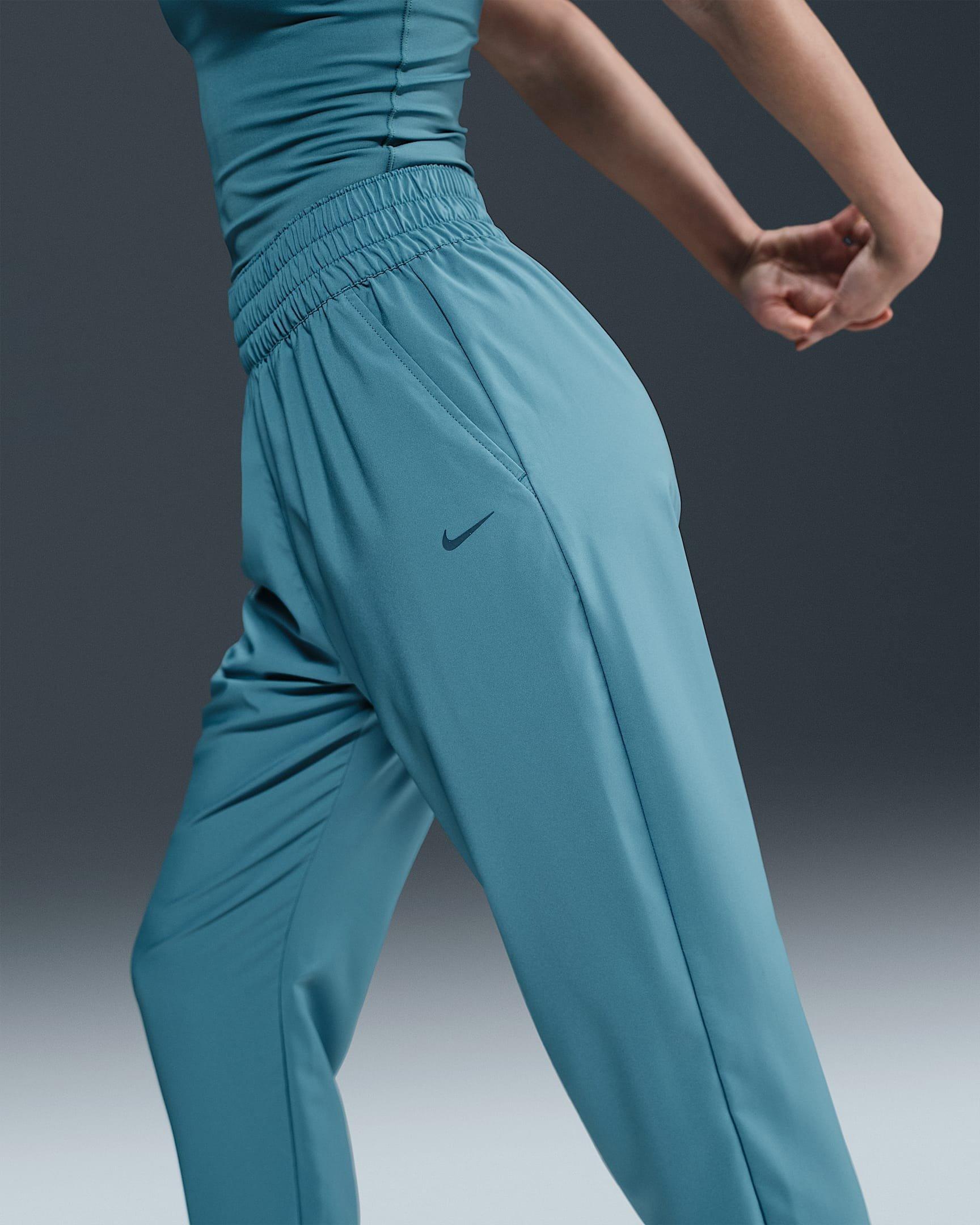 Nike Women's One Dri-FIT High-Waisted 7/8 Joggers - BLUE Thumbnail View 4