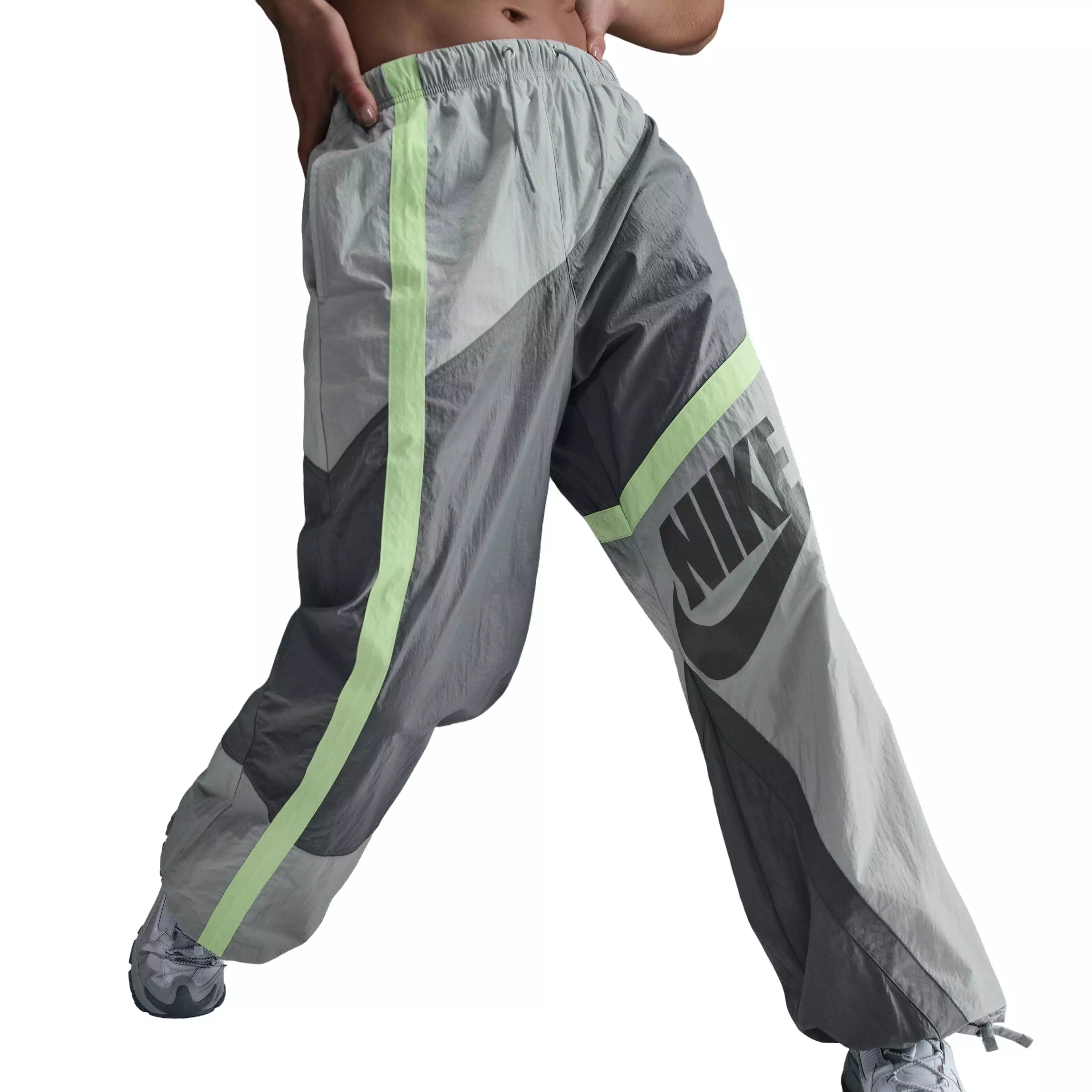 Nike Women's Sportswear Street Woven Loose Mid-Rise Open-Hem Pants - GREY