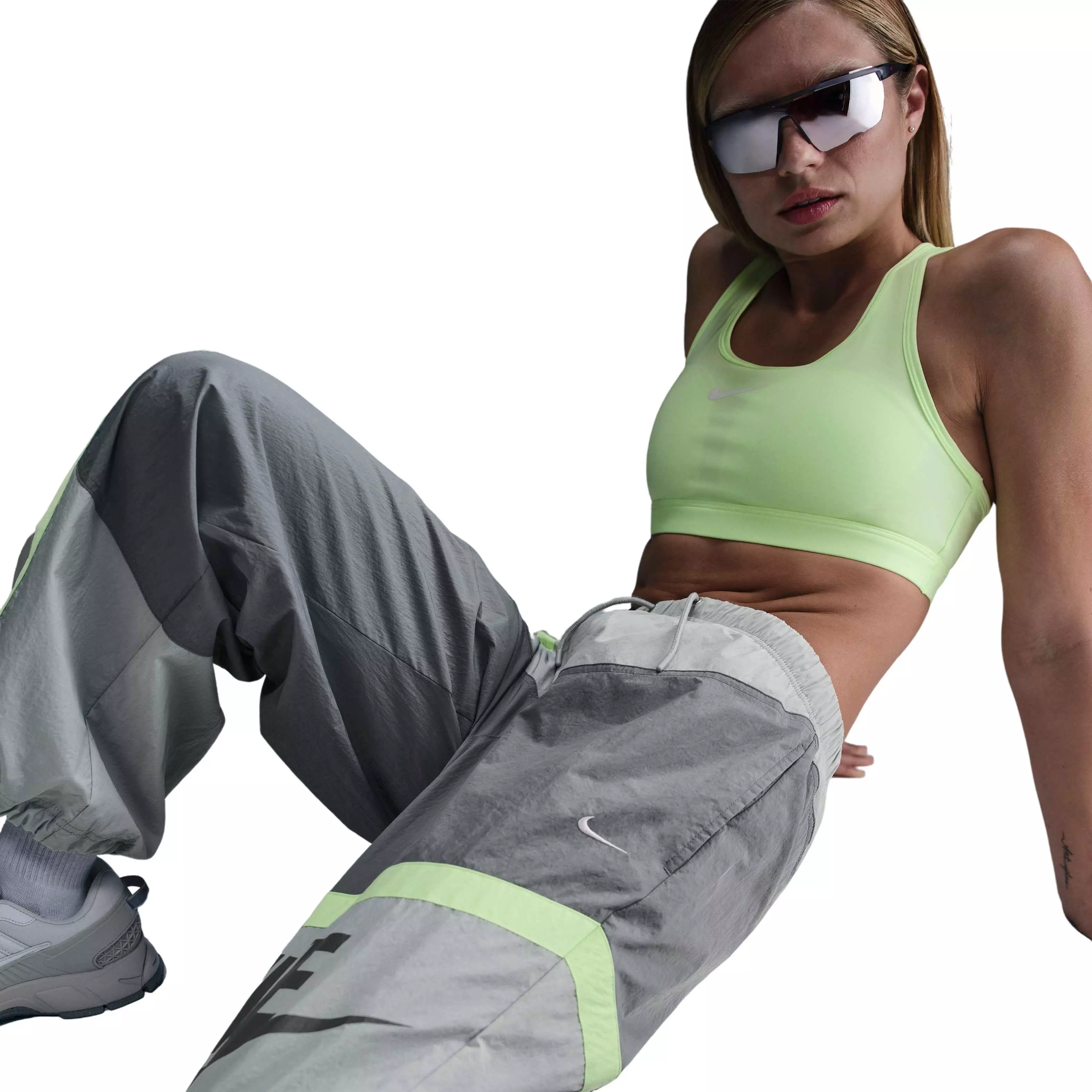 Nike Women's Sportswear Street Woven Loose Mid-Rise Open-Hem Pants - GREY