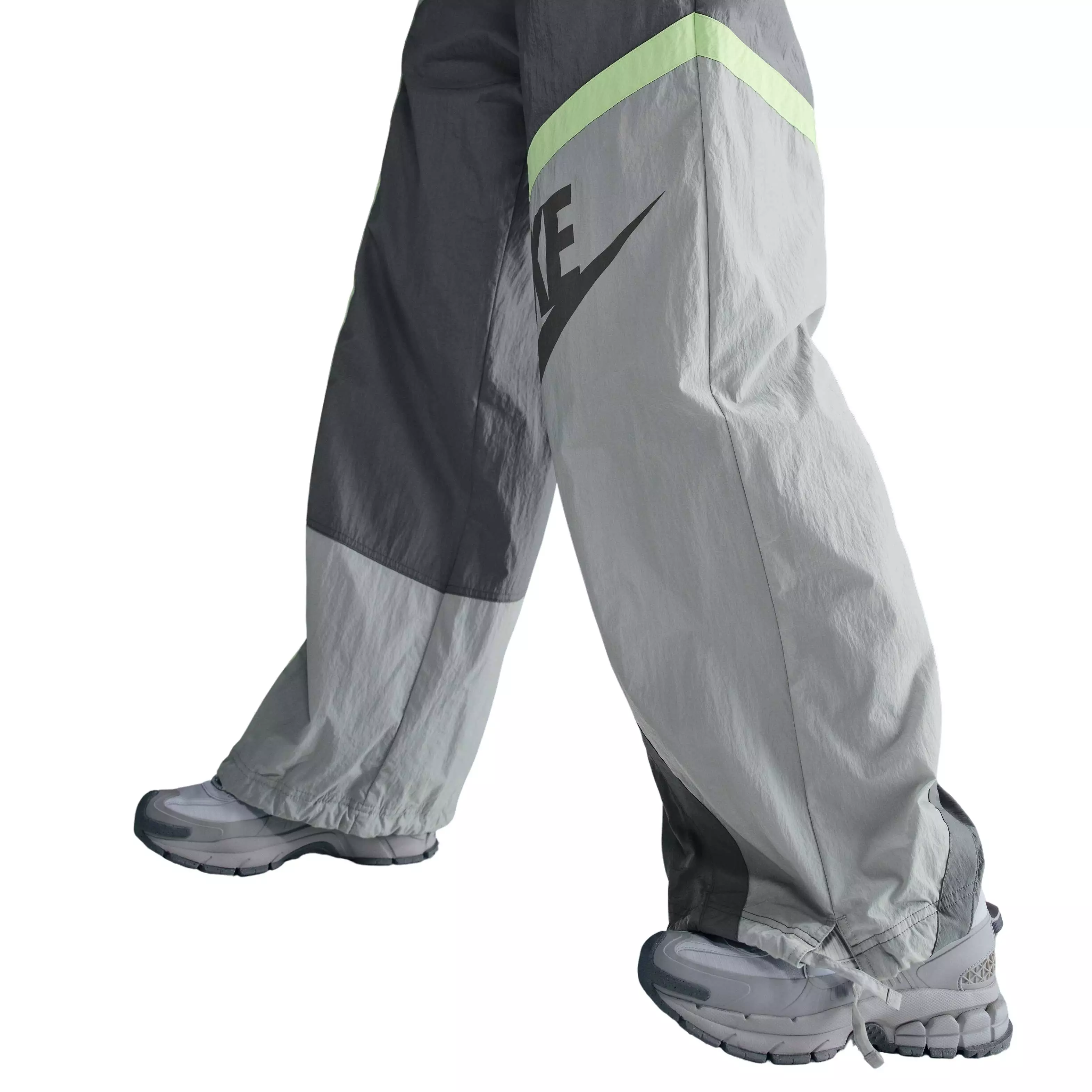 Nike Women's Sportswear Street Woven Loose Mid-Rise Open-Hem Pants - GREY