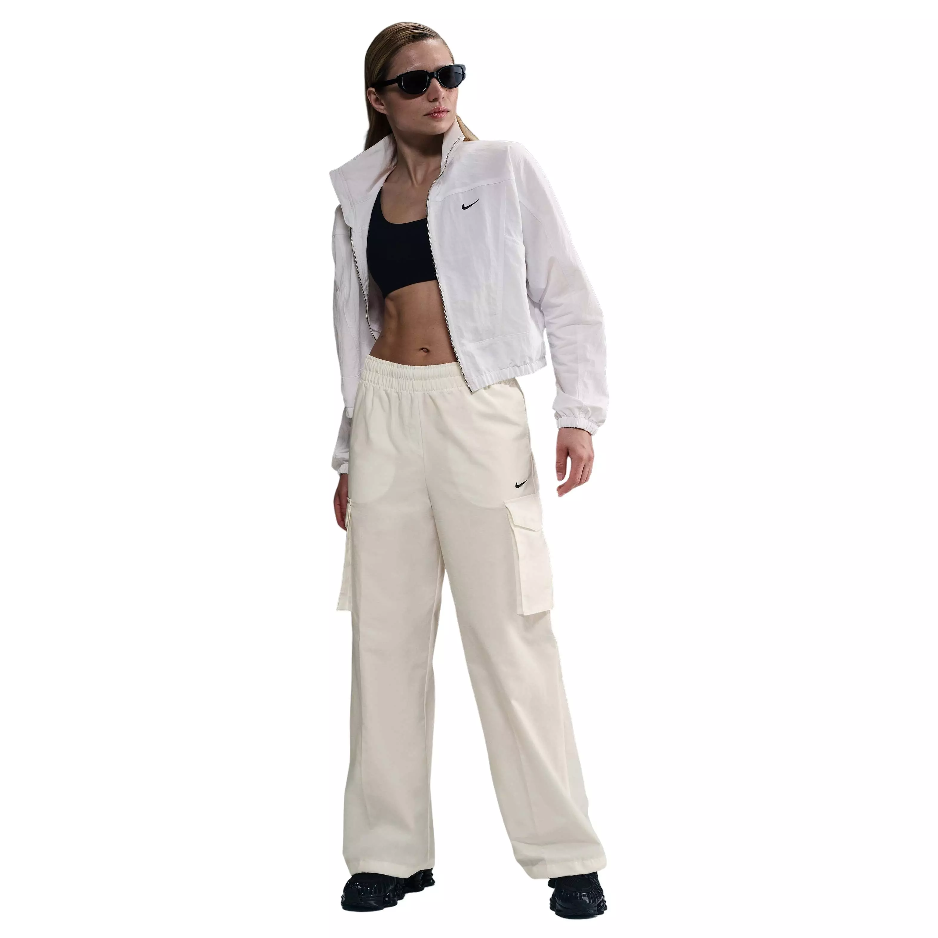 Nike Women's Sportswear Everything Woven Mid-Rise Cargo Pants -White - WHITE