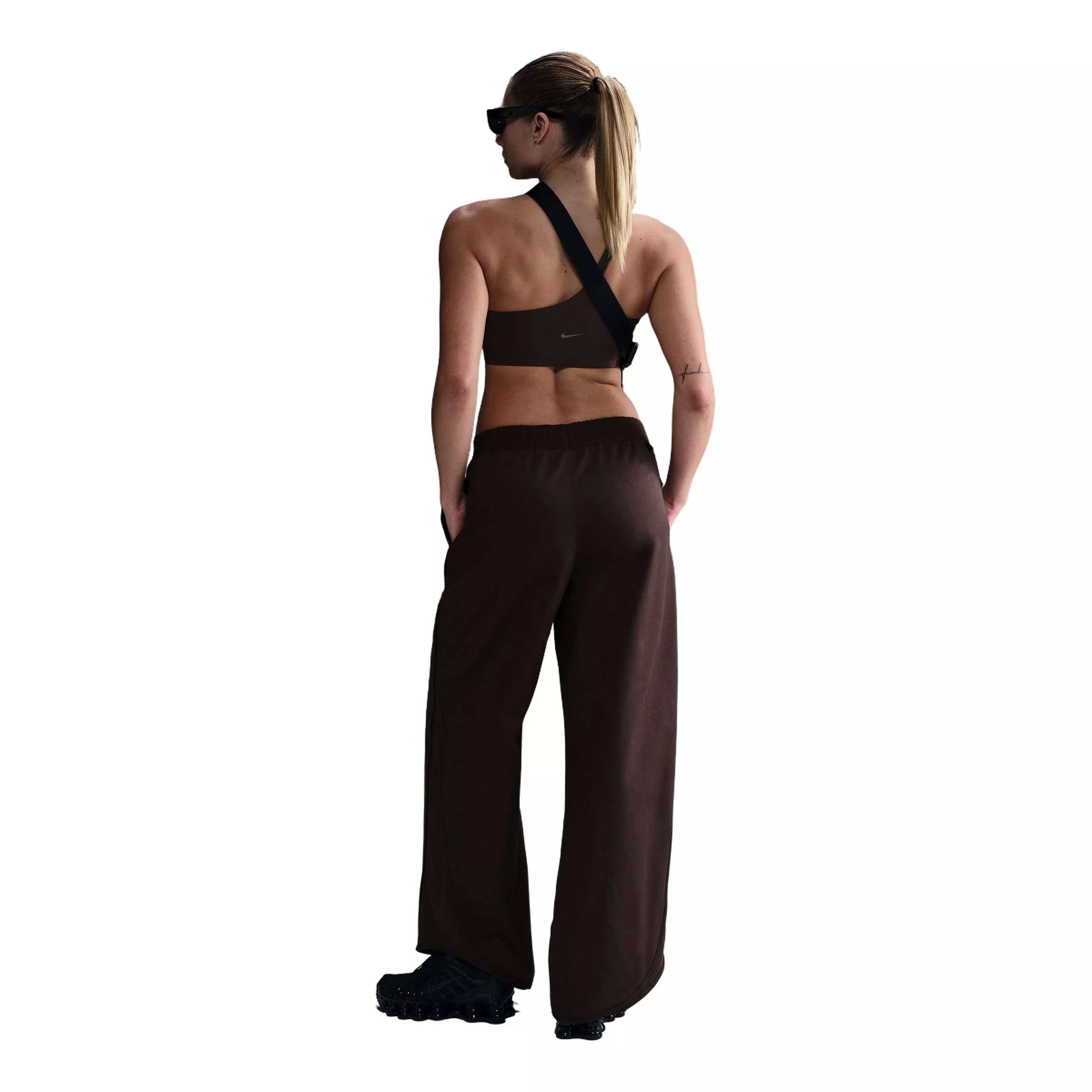 Nike Women's Sportswear Collection Mid-Rise Twill Track Pants -Brown - BROWN