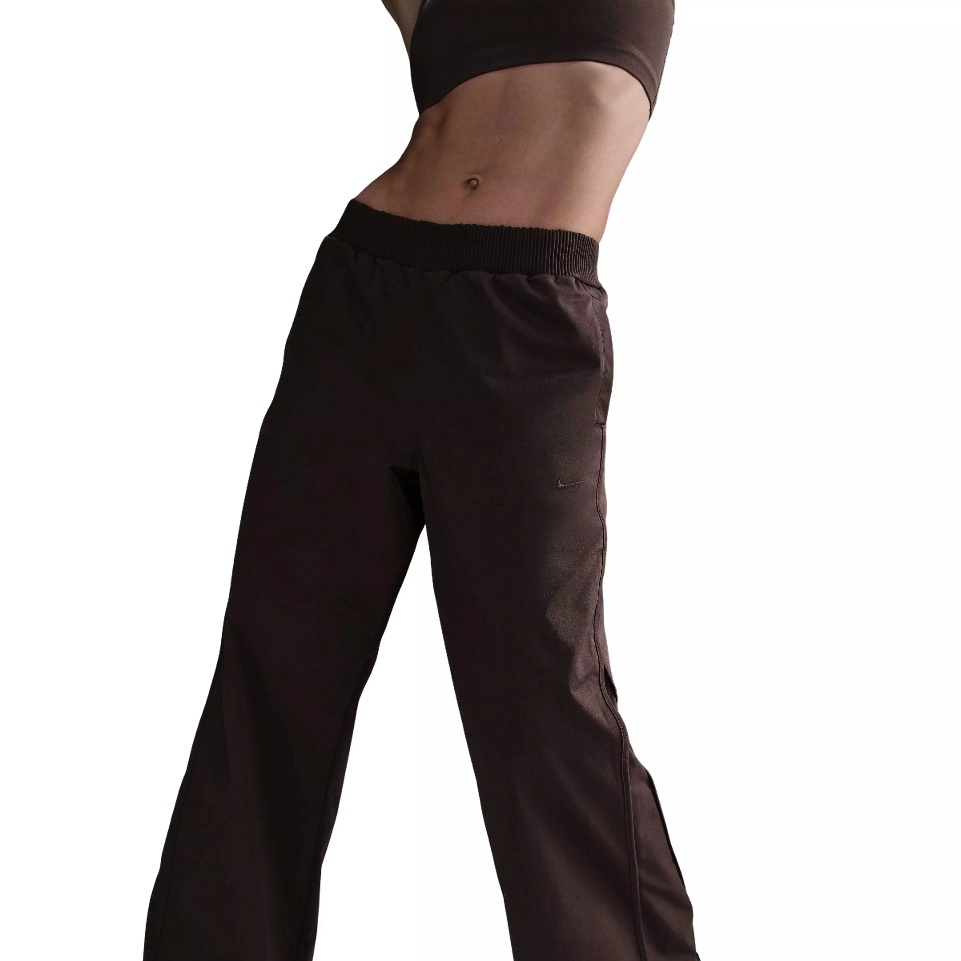 Nike Women's Sportswear Collection Mid-Rise Twill Track Pants -Brown - BROWN