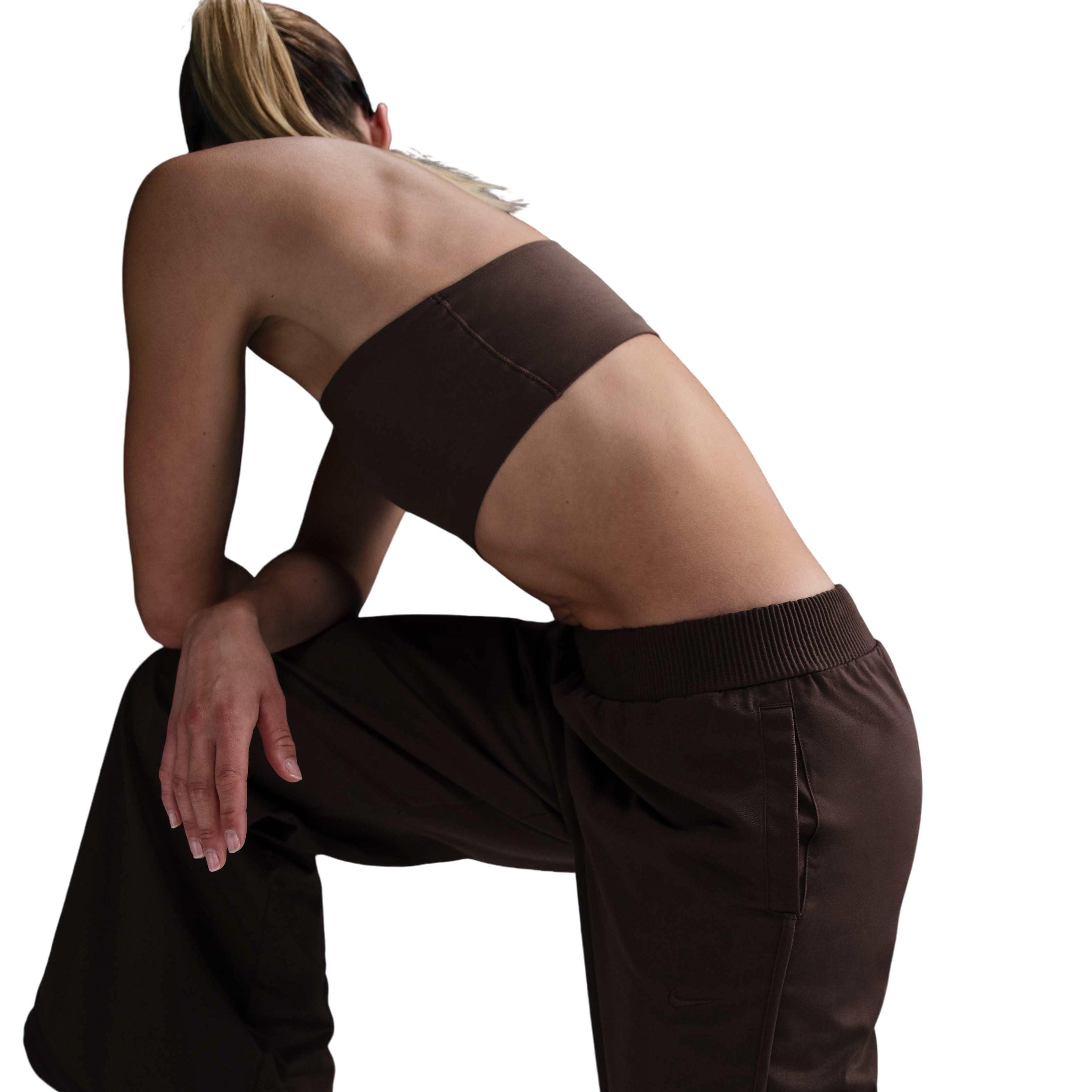 Nike Women's Sportswear Collection Mid-Rise Twill Track Pants -Brown - BROWN Thumbnail View 4