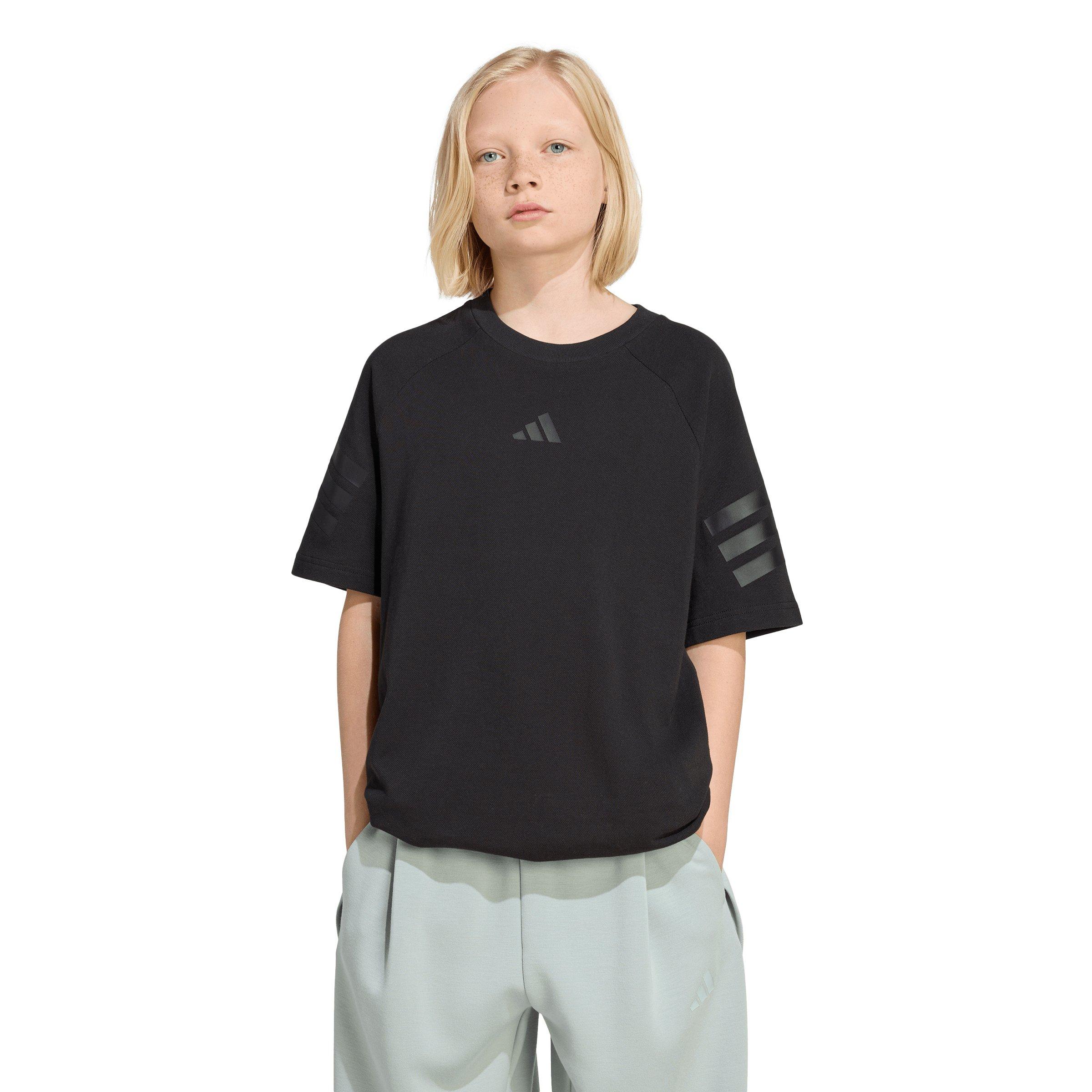 adidas Future Icons Big Kids' Black 3-Stripes T-Shirt