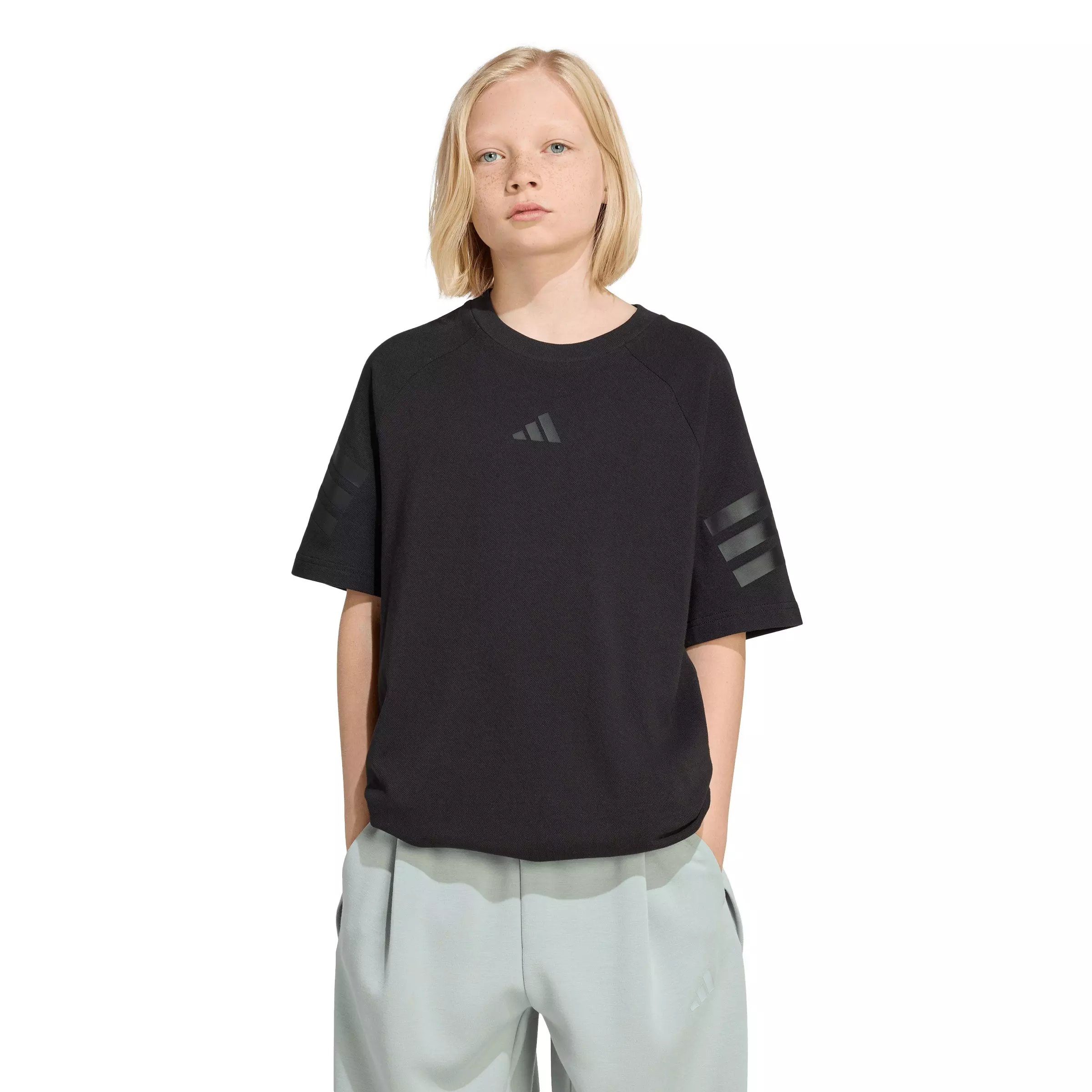 adidas Big Kids' Future Icons 3-Stripes T-Shirt - Black - BLACK