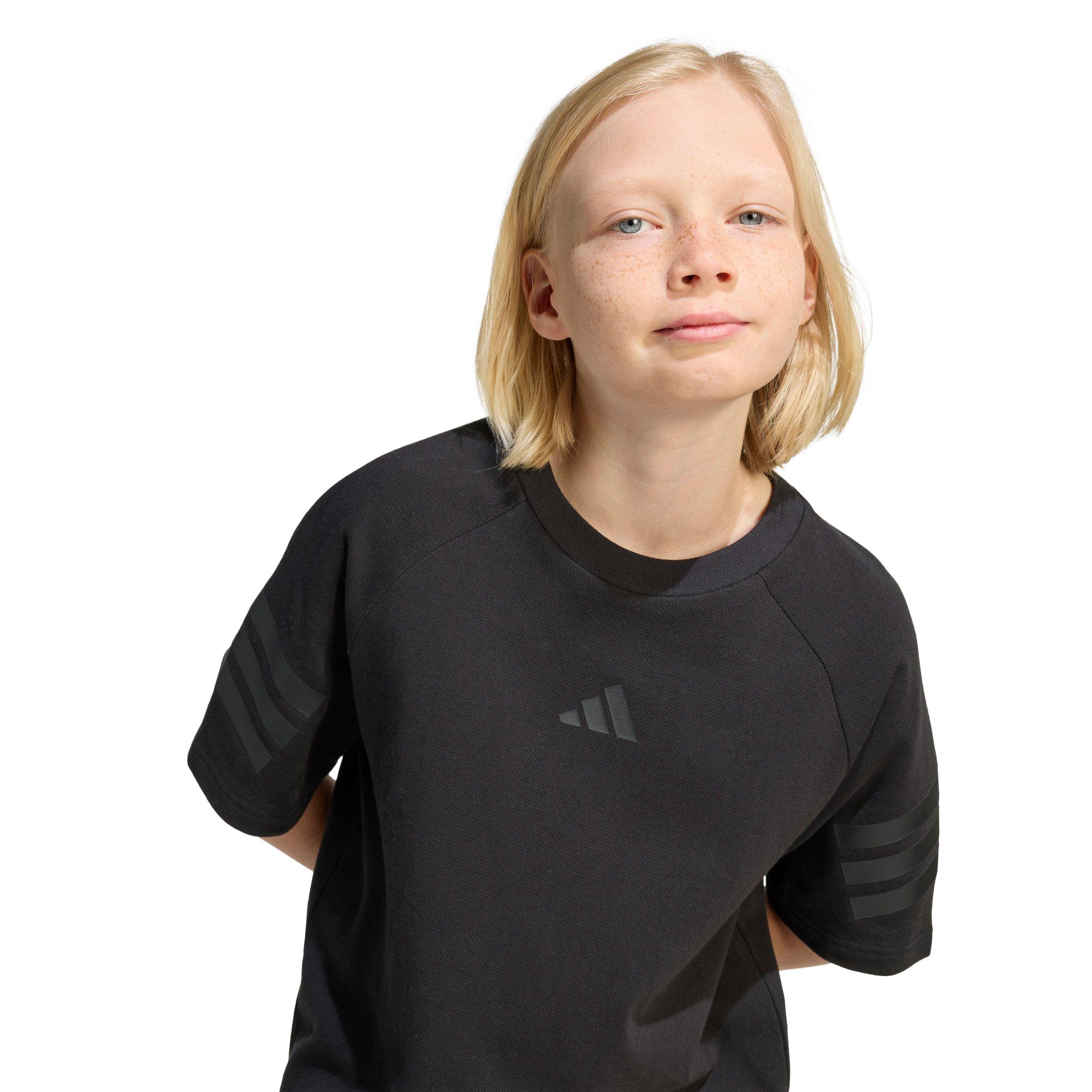 adidas Future Icons Big Kids' Black 3-Stripes T-Shirt
