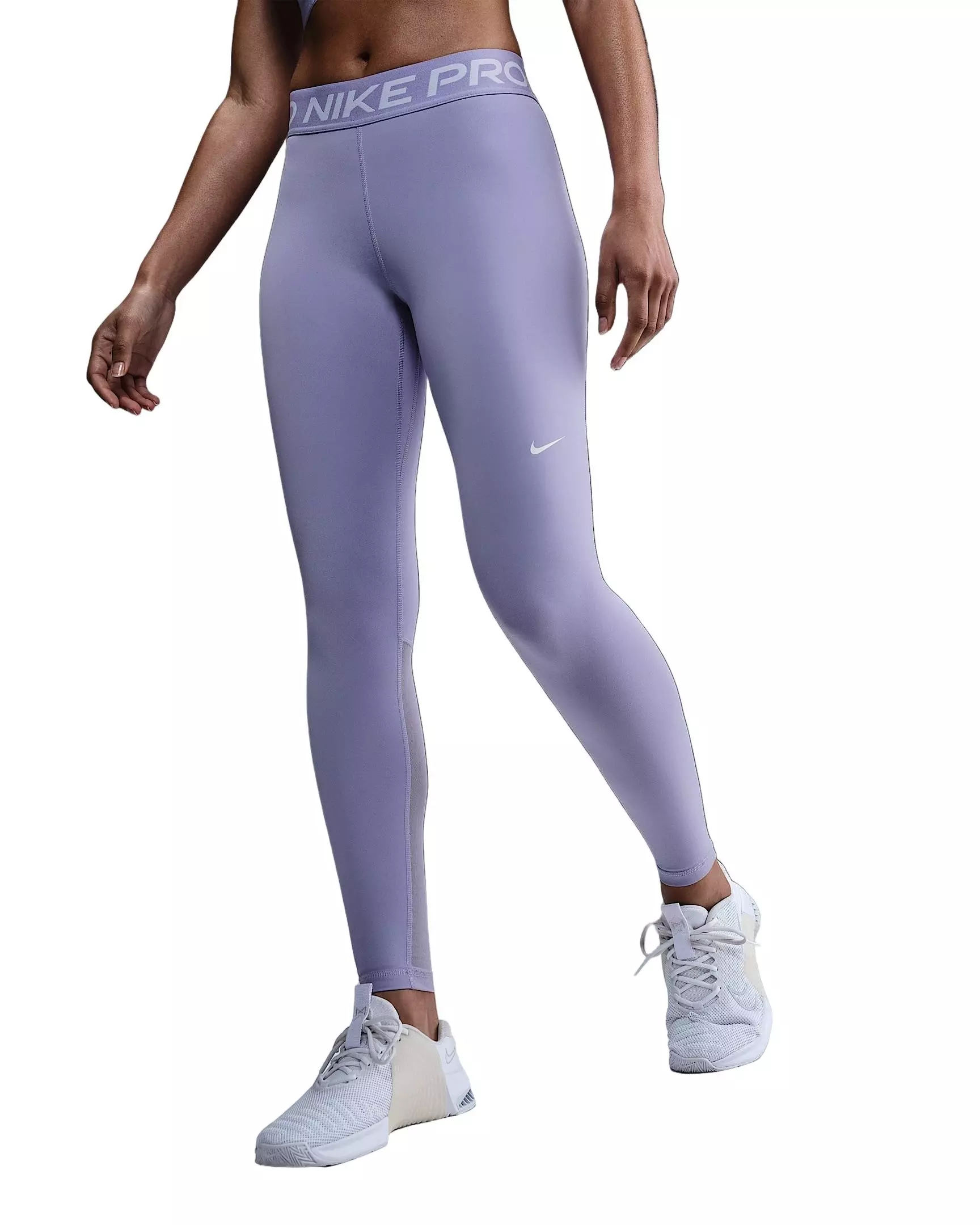 Nike Women's Pro 365 Tight Mid-Rise Mesh-Paneled Leggings - Purple - PURPLE