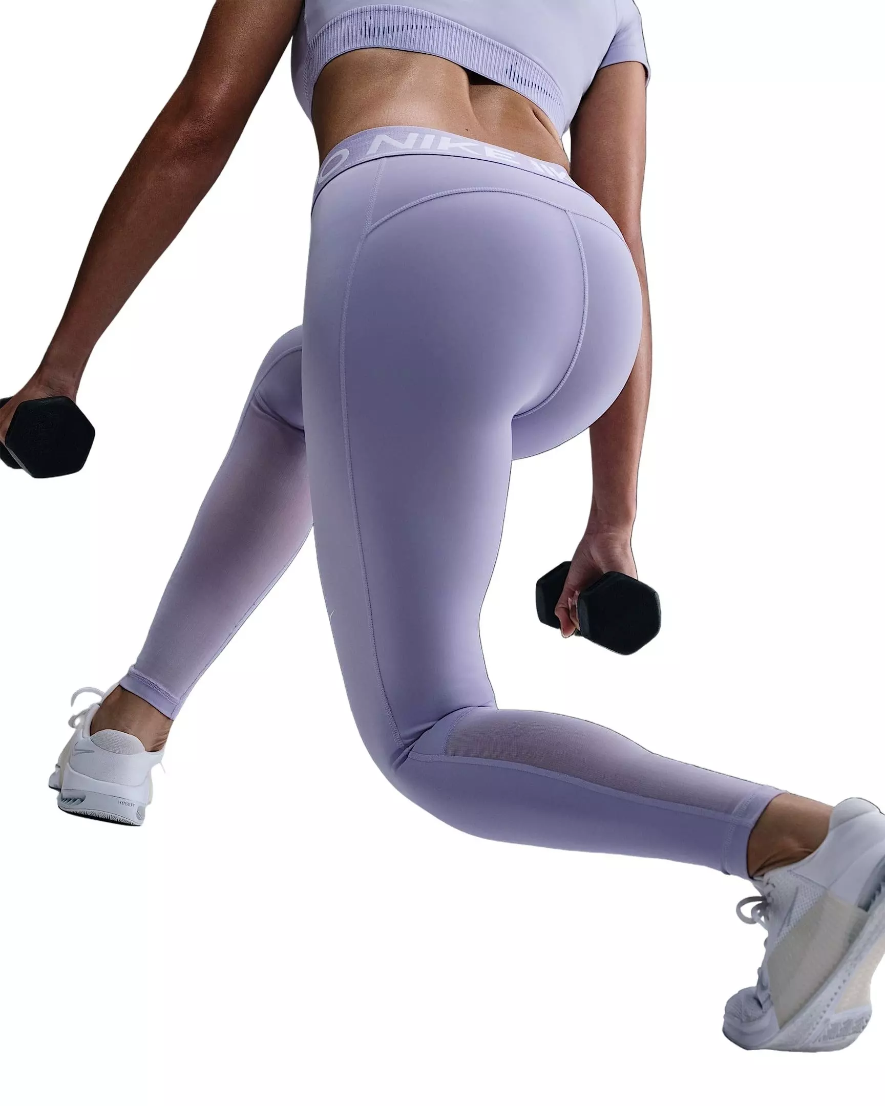 Nike Women's Pro 365 Tight Mid-Rise Mesh-Paneled Leggings -Purple - PURPLE