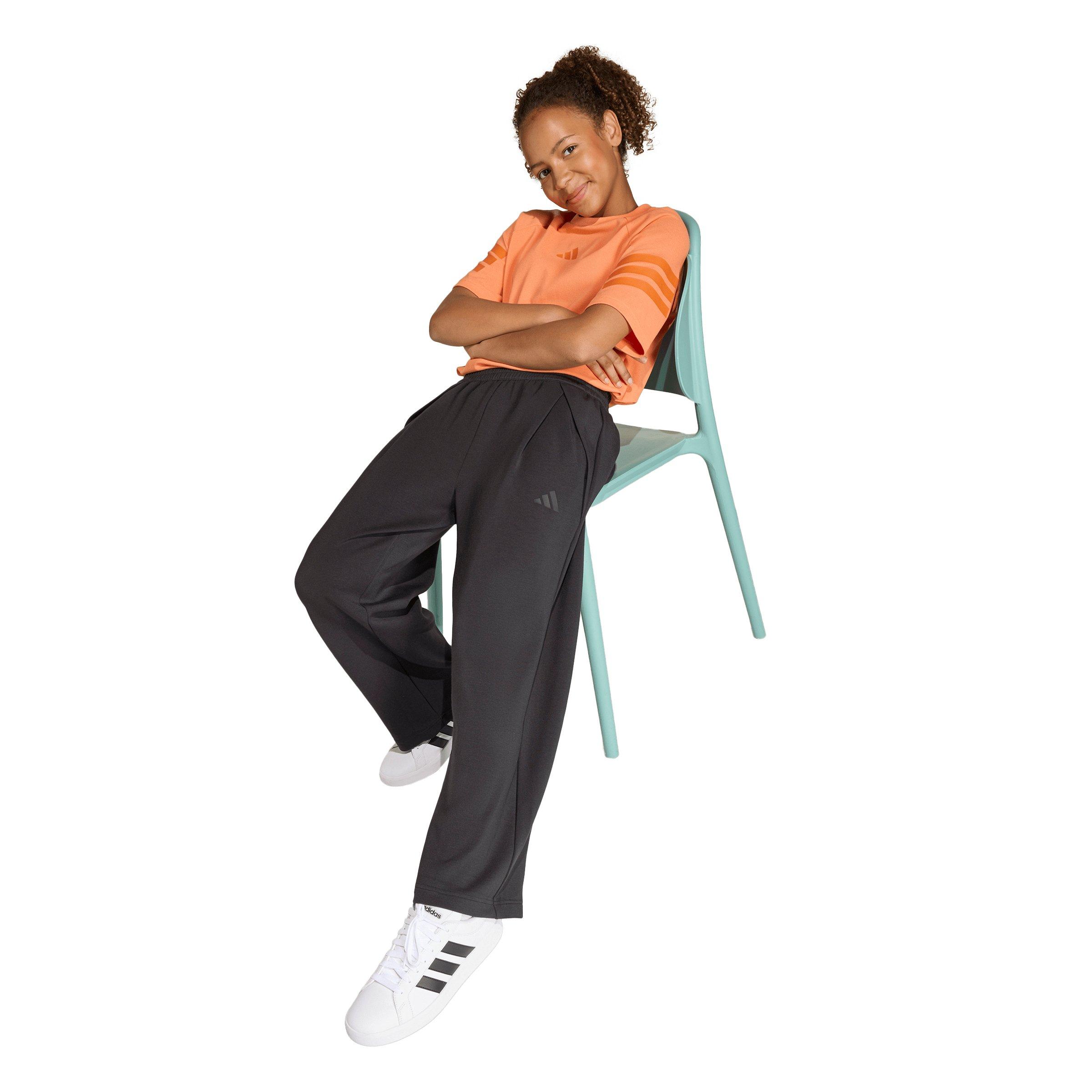 adidas Big Kids' Future Icons Wide Leg Tracksuit Bottoms - Black - BLACK Thumbnail View 5