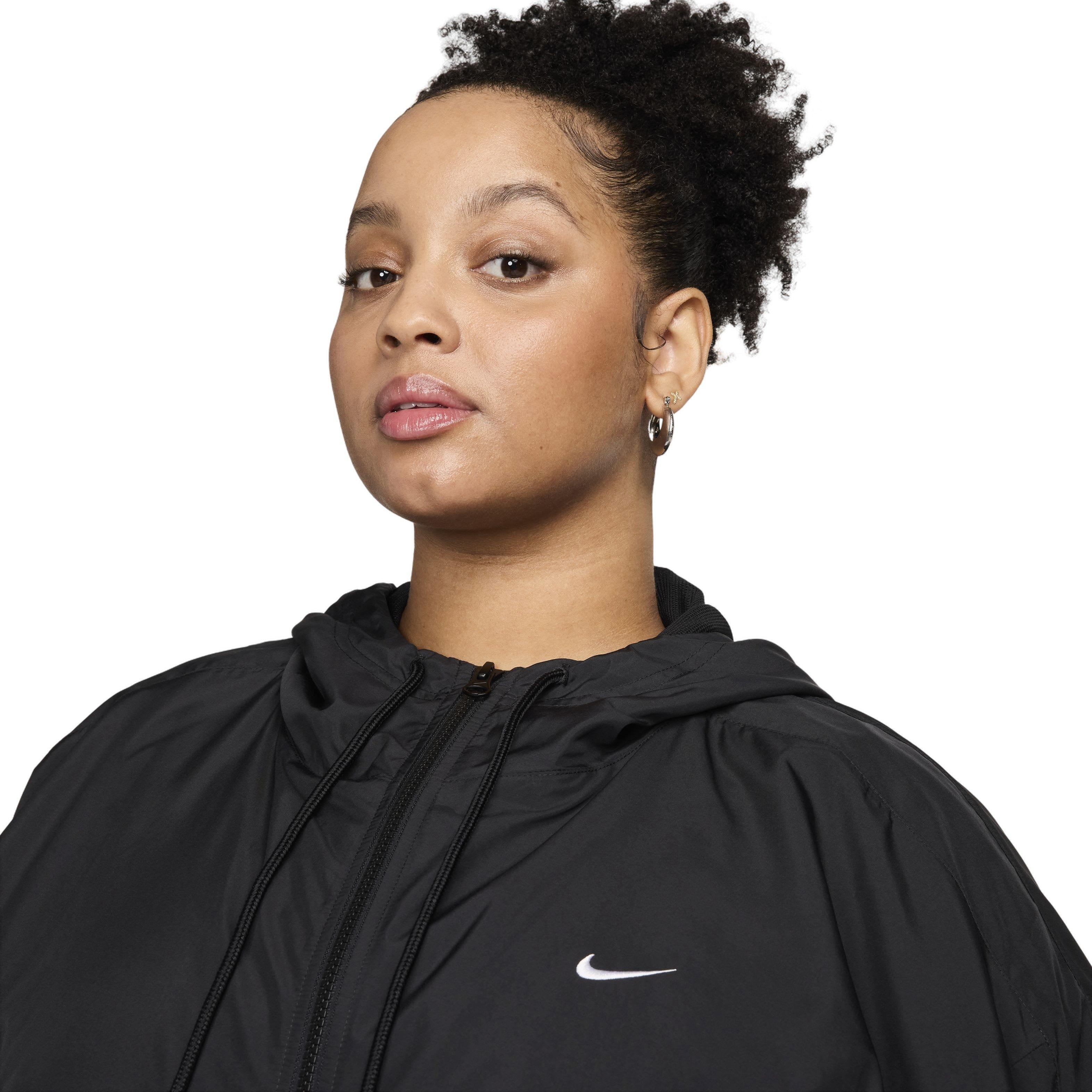 Nike Women's Sportswear Essential UV Woven Hooded Jacket - Black - BLACK Thumbnail View 3