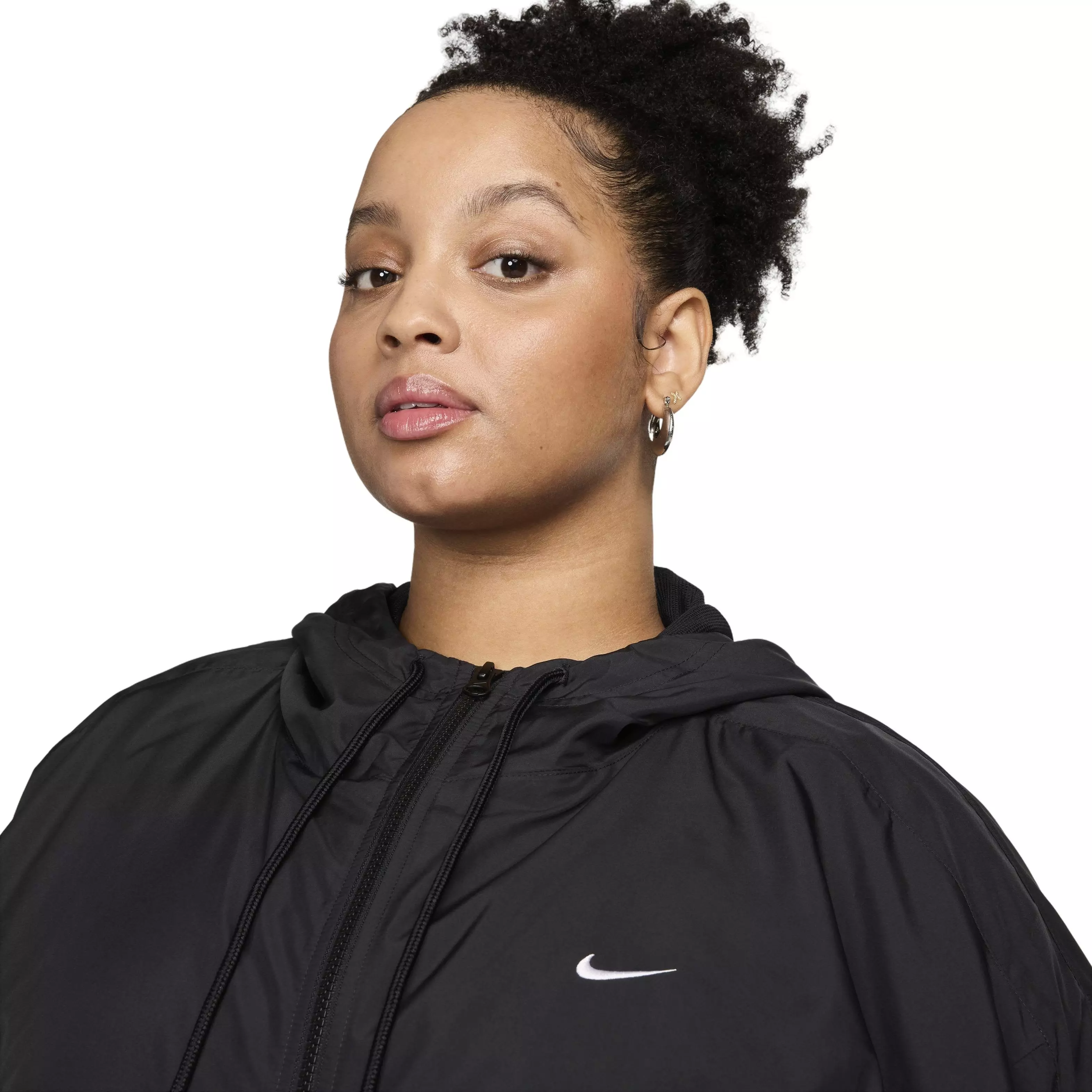 Nike Women's Sportswear Essential UV Woven Hooded Jacket -Black - BLACK