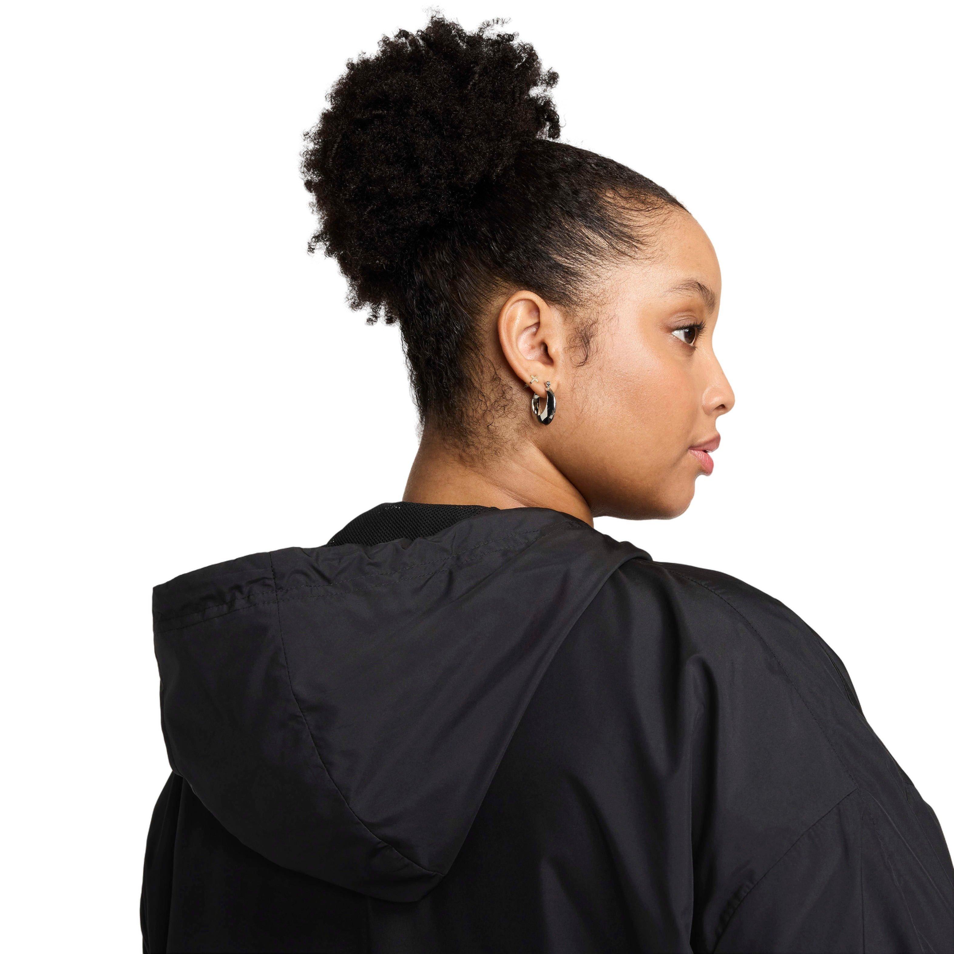 Nike Women's Sportswear Essential UV Woven Hooded Jacket - Black - BLACK Thumbnail View 6