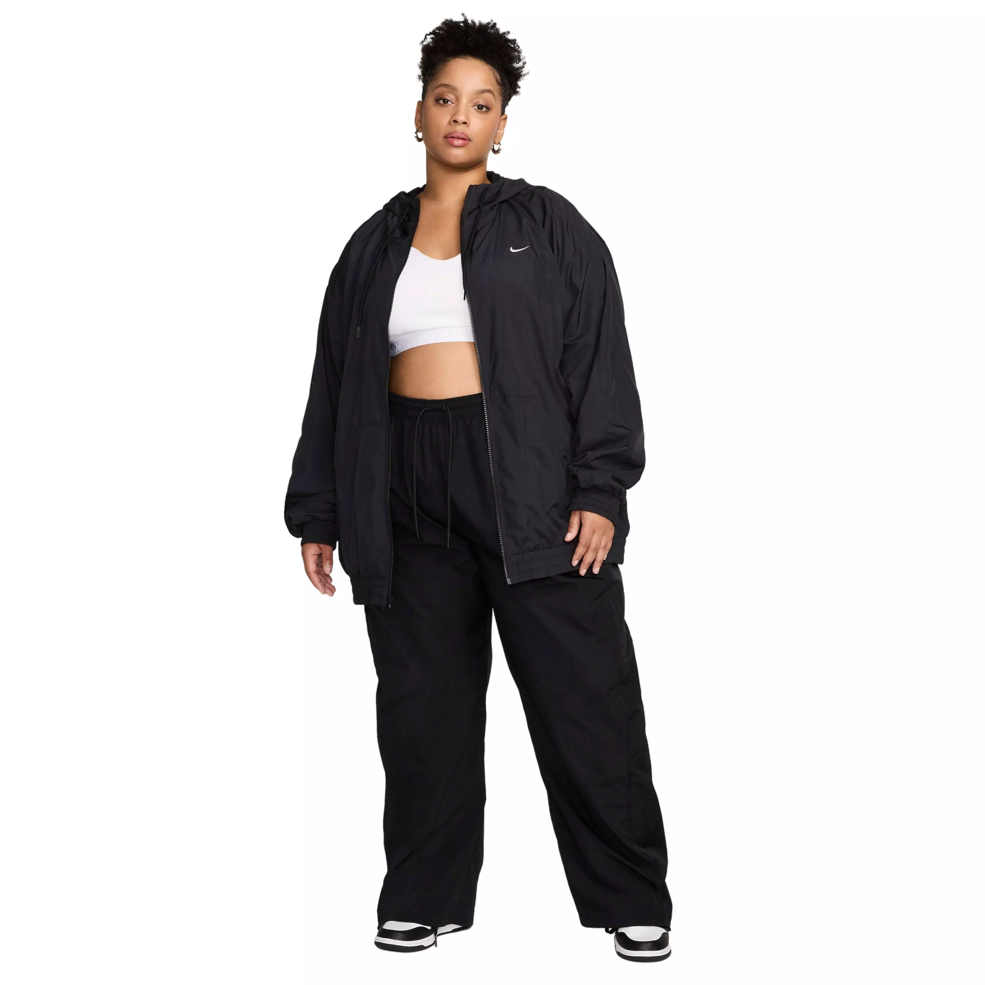 Nike Women's Sportswear Essential UV Woven Hooded Jacket -Black - BLACK