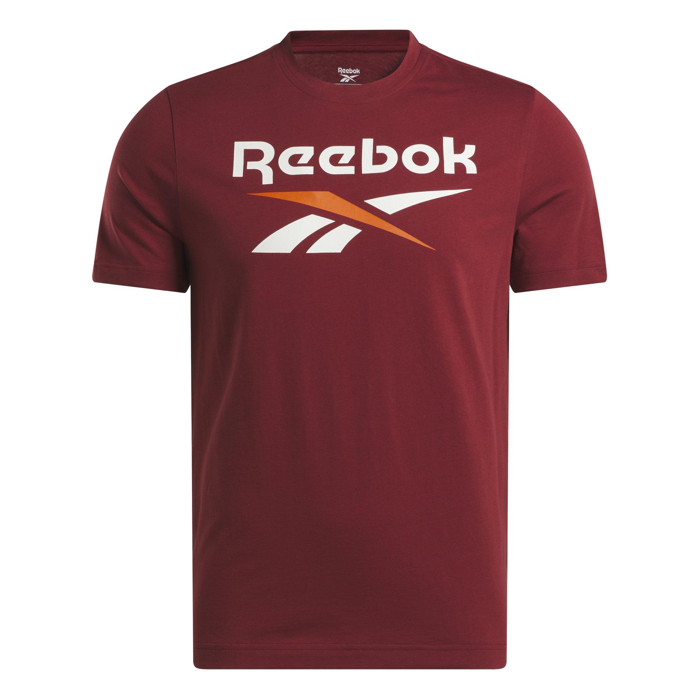 Reebok Men's Identity Big Stacked Logo Shirt-Maroon - MAROON Thumbnail View 4