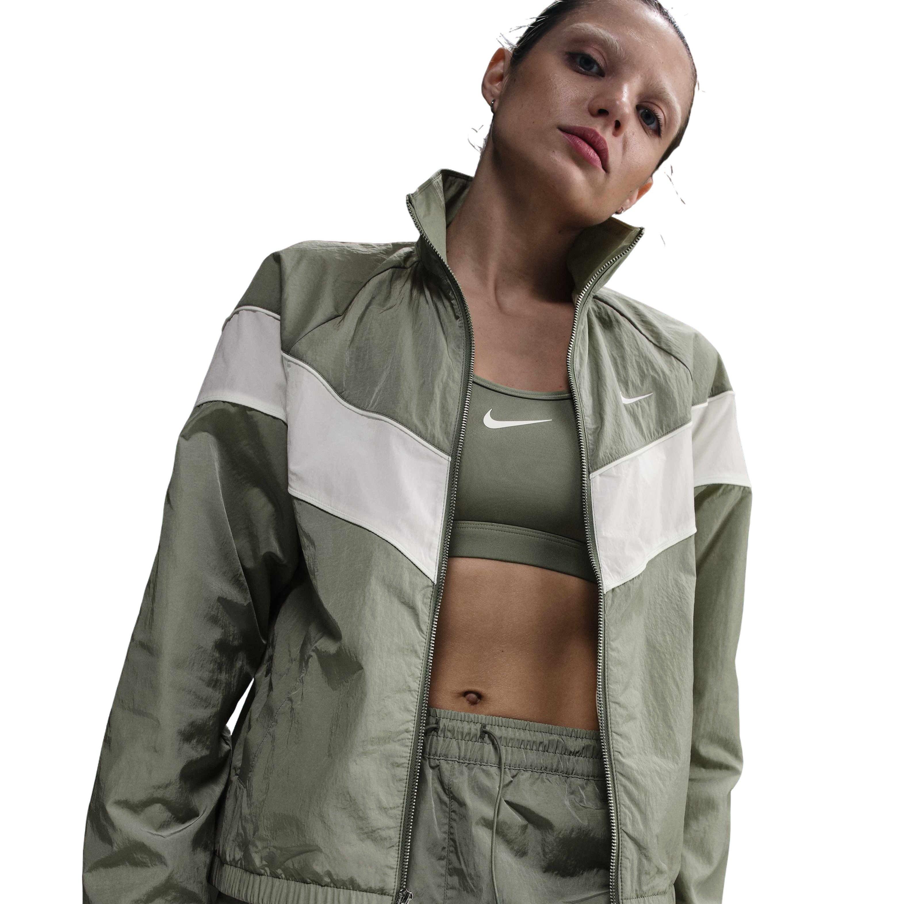 Nike Women's Sportswear WR Loose UV Woven Full-Zip Jacket -Green - GREEN Thumbnail View 3