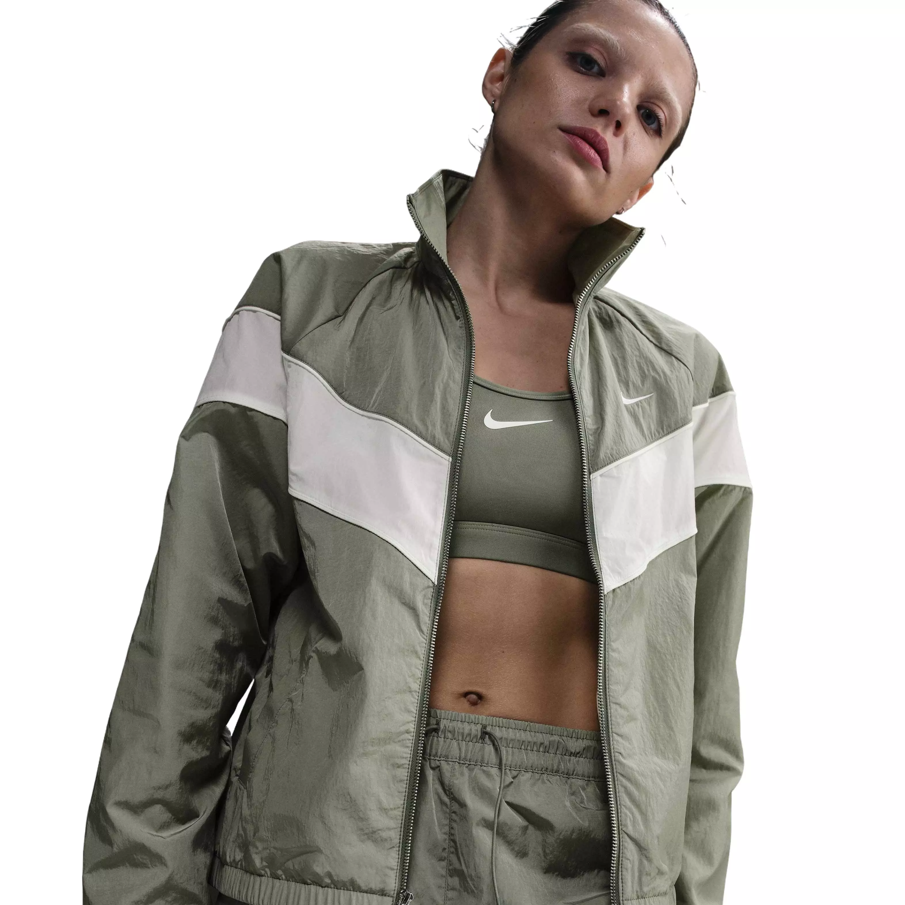 Nike Women's Sportswear WR Loose UV Woven Full-Zip Jacket -Green - GREEN